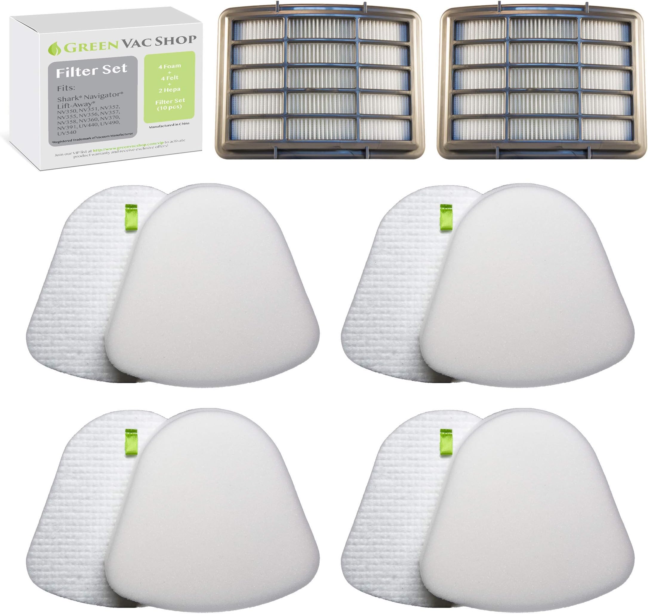 Replacement Filter Kit Shark Navigator Lift-Away NV350 NV351 NV352 NV355 NV356E NV357 NV360 NV370 NV391 UV440 UV490 UV540 2 Foam + 2 Felt + 1 HEPA Filter XFF350 XHF350 XHF3 50