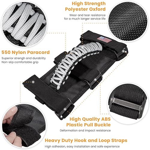Vista 81 de 4 asas de agarre para Jeep Wrangler JK JKU JL JLU TJ YJ Sports Sahara Freedom Rubicon Unlimited Gladiator JT 1955-2023 UTV ATV Premium 550 Paracord