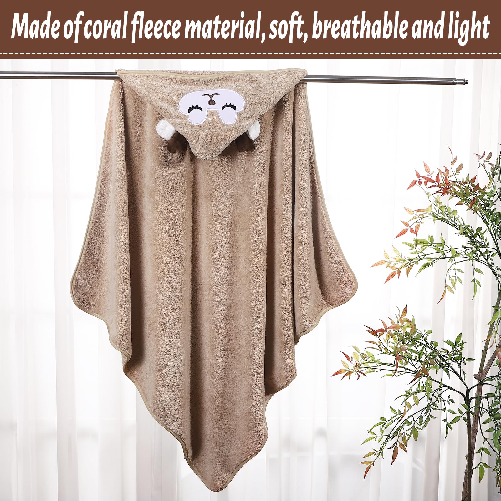 TBEZY Cape De Bain à Capuche, Coton Sortie De Bain Avec Design Animal, Drap Serviette Pour Bébé Nouveau-né (Hippopotame