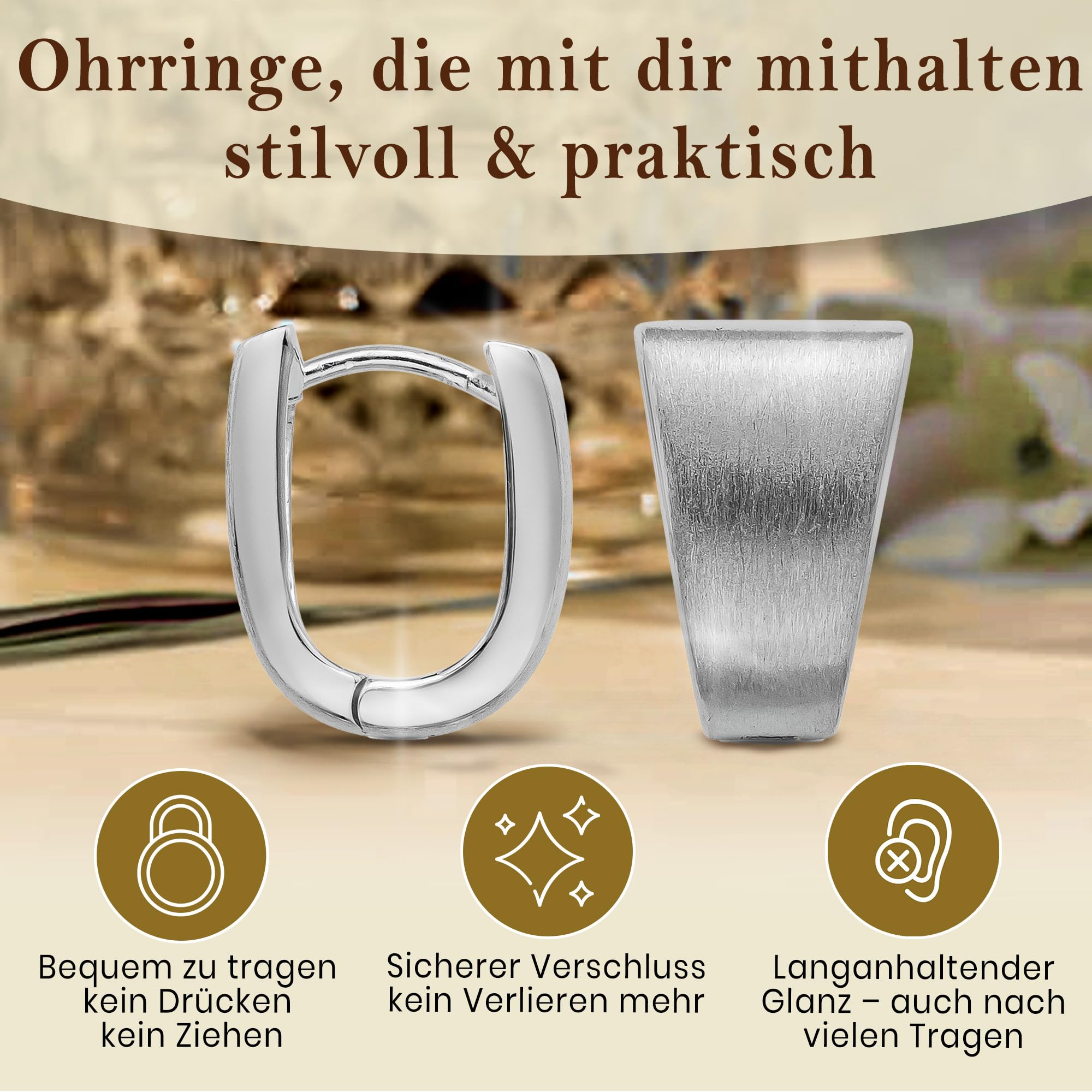Cassini Ovale Creolen Silber 925 – Mattierte Klappcreolen für Damen, Mittelgroß & Allergiefrei, Elegante Silberohrringe für Alltag, Büro und besondere Geschenkideen, 3CSY