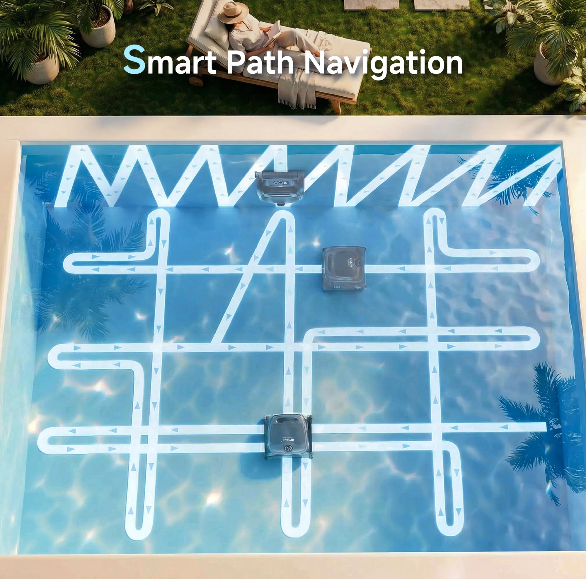 WYBOT B1 Robot de Piscina inalámbrico para Piscinas pequeñas, Robot de Limpieza Inteligente Ligero con Control de aplicación, Cubierta de Pared y Suelo, Dos cepillos Laterales, Gris-Verde