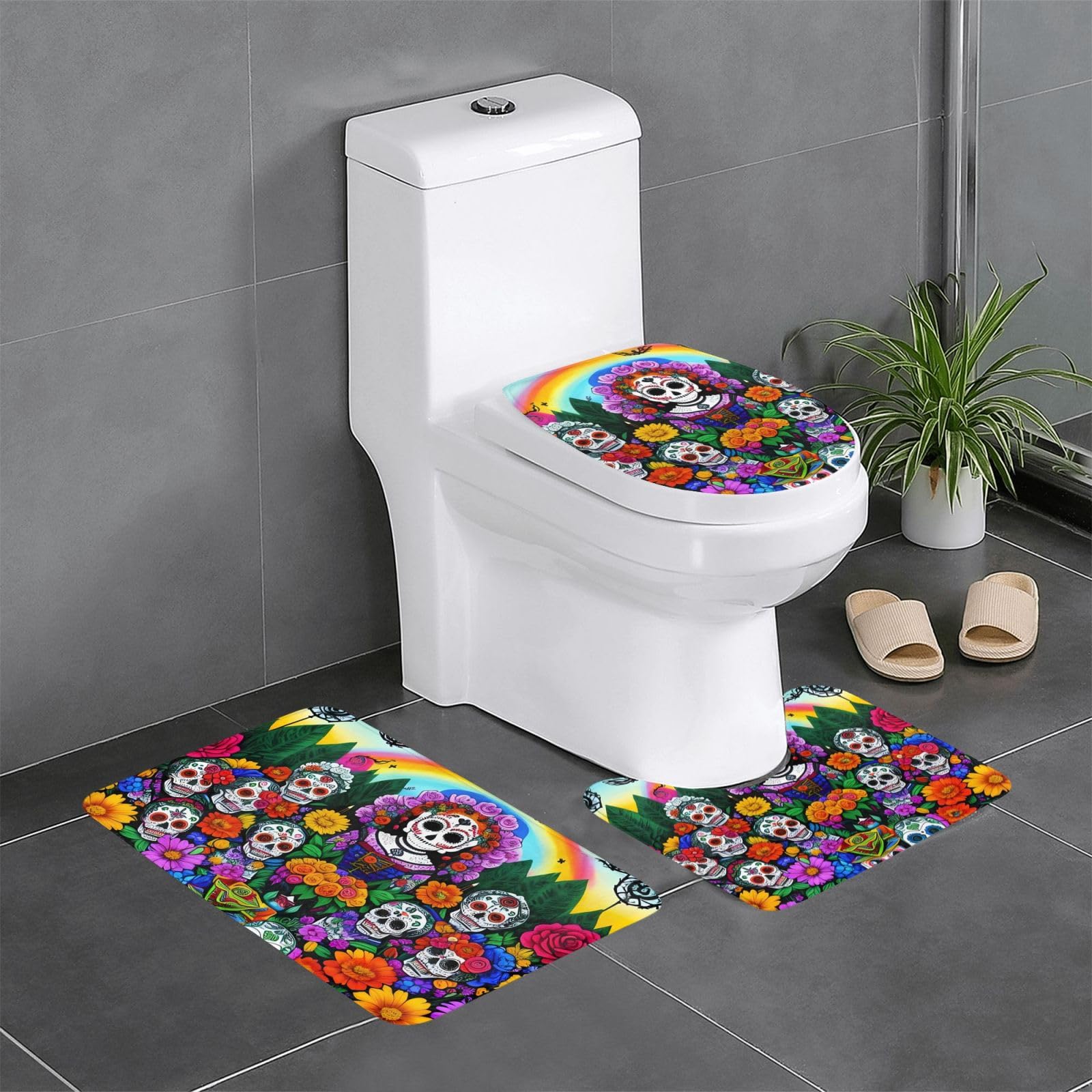 Lot de 3 tapis de bain à séchage rapide et antidérapants graphiques