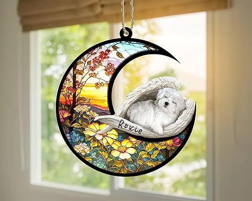 Miniatura 15 de Chow Chow Dog Memorial Suncatcher, adorno de Navidad Chow Chow con nombre, atrapador de pérdida de mascotas, regalos para los amantes de los perros