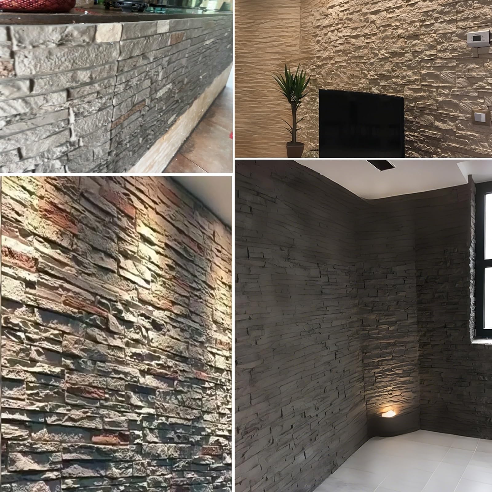 Piastrelle da parete in finta pietra, pannelli testurizzati 3D, rivestimento murale moderno effetto mattone per balcone, villa, cortile, interni o esterni