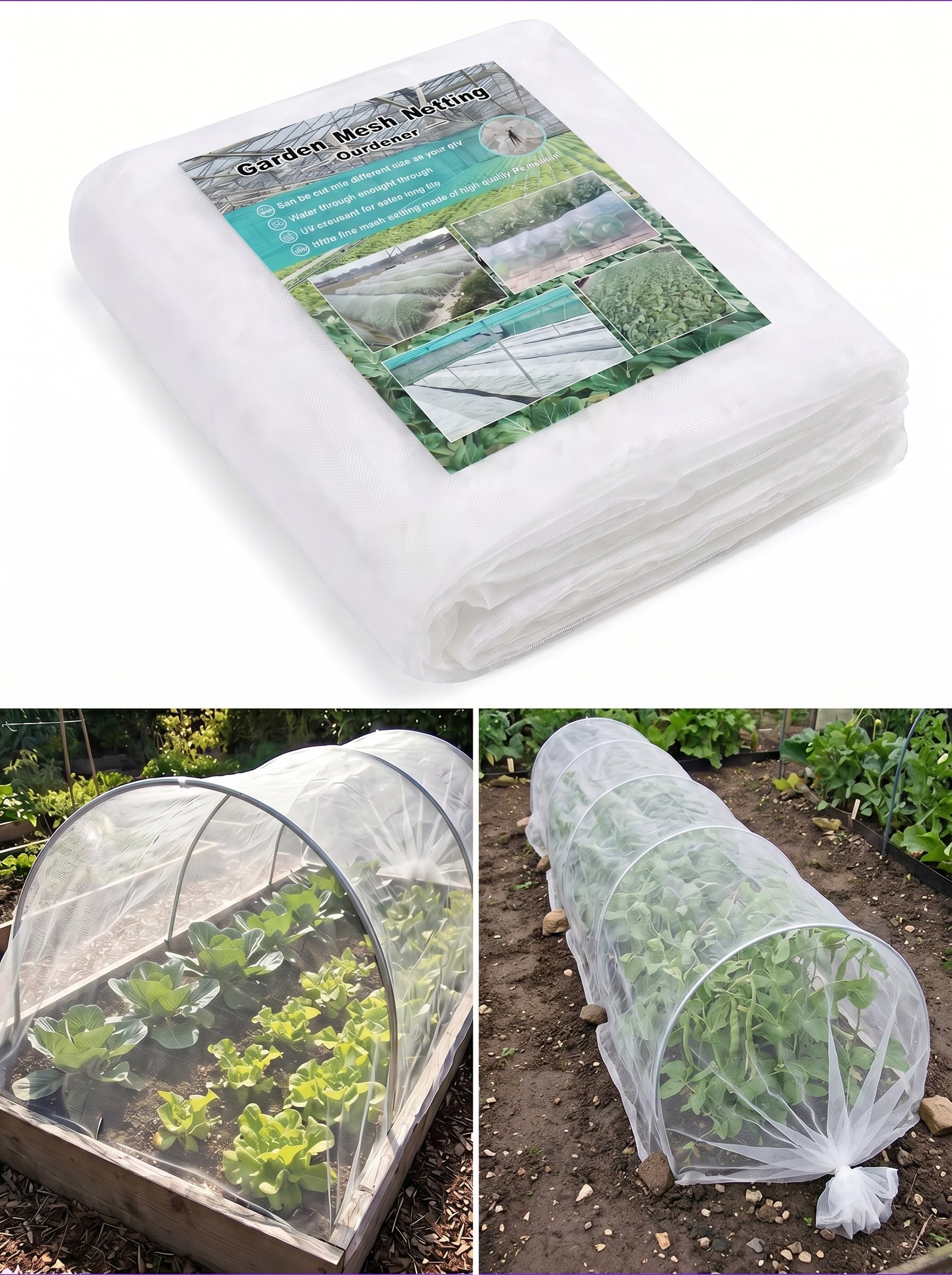 Boyfiel Garden Netting Fine Mesh 3×4m-Strength Netting for Vegetable Patches Greenhouses Fruit Trees