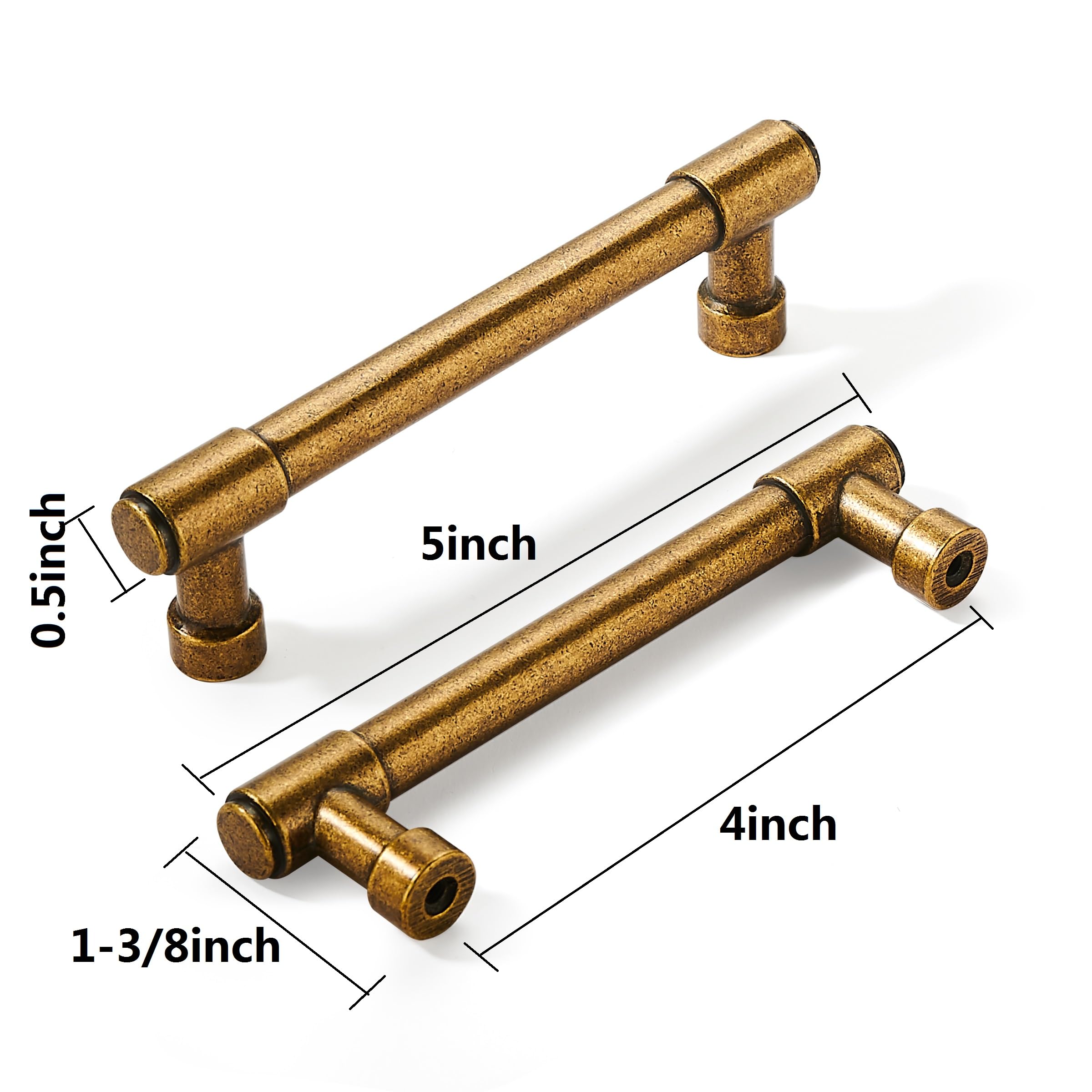 KHTUMEWARE-4 Antique Brass Cabinet Pulls CTC 4 in (102 mm) 6-Pack in Antique Brass — KHTUMEWARE