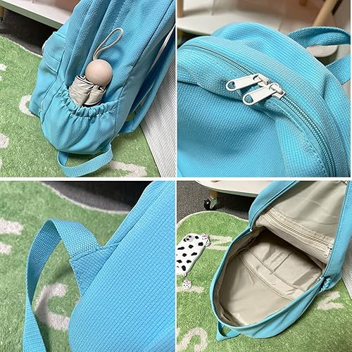 Miniatura 4 de Mochila estética, bonita mochila escolar para computadora portátil, para adolescentes, niñas, mujeres, estudiantes, color sólido, Azul, Mochilas de
