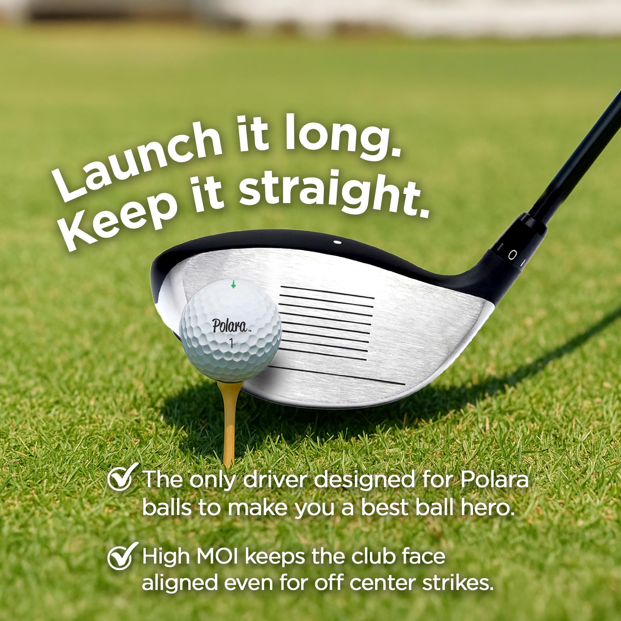 Polara Golf Ultimate Straight Driver - Adjustable Anti-Slice Driver for Men & Women, Beta Titanium Face, 475cc High MOI Clubhead, Golf Club for Right-Handed Golfers, Stiff Flex, 45