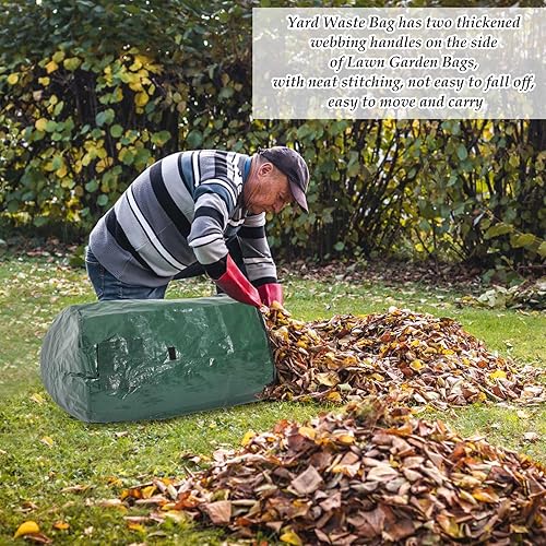 Miniatura 5 de Berlune 4 bolsas de basura reutilizables de 72 galones, color verde, bolsa de jardín con tapa y asas para recoger hojas, recolección de ramas de