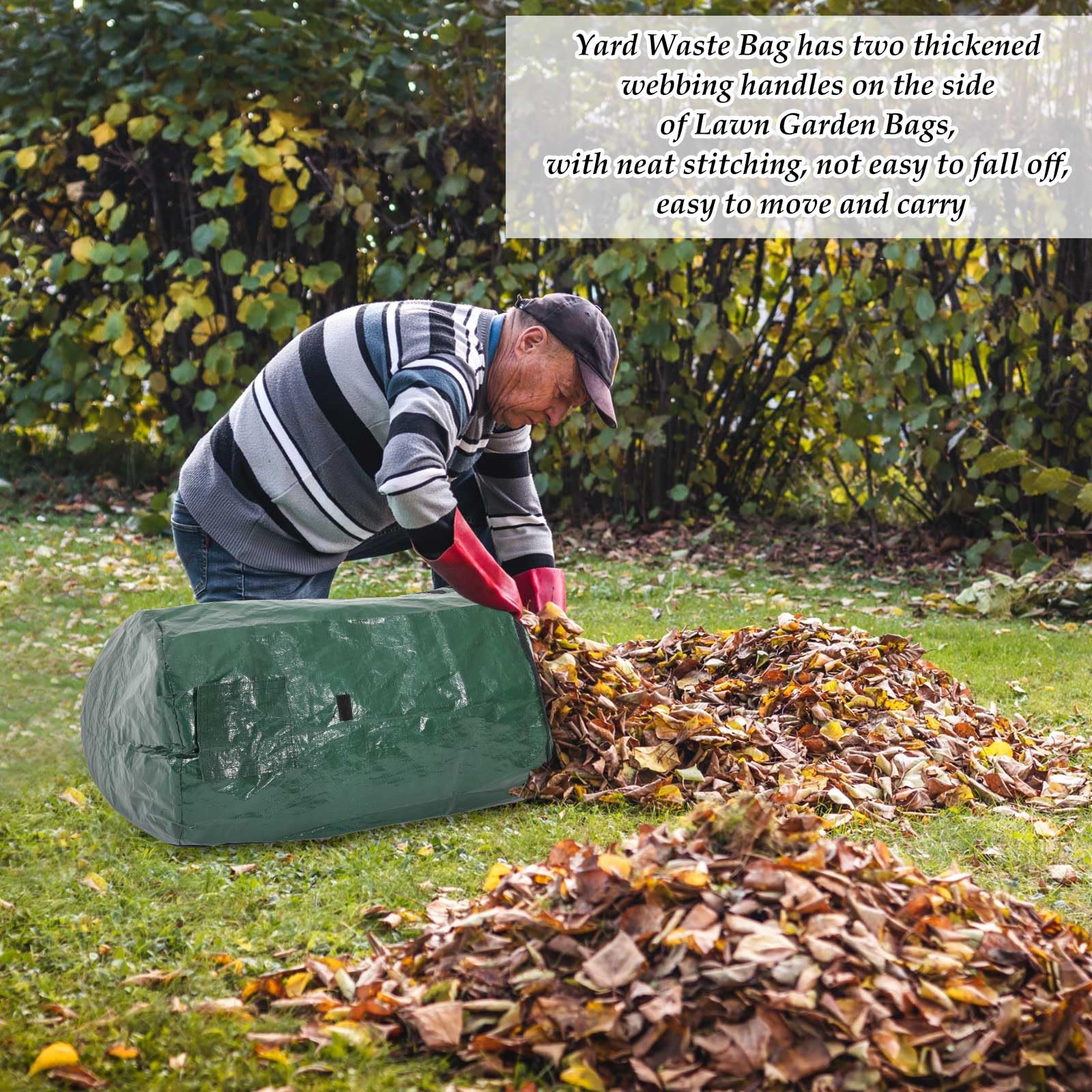 Berlune 6 sacchetti riutilizzabili per rifiuti da giardino, con coperchio e manici, extra large, per raccogliere foglie, resistenti, contenitori per rifiuti da giardino, per esterni, rami e erba