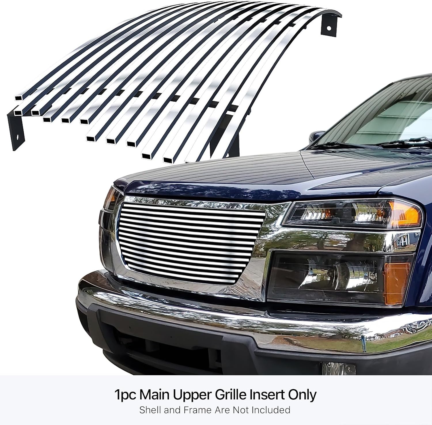 APS Compatible with GMC Canyon 2004-2012 Main Upper Stainless Steel Chrome 8x6 Billet Front Grill Grille Insert G85474C