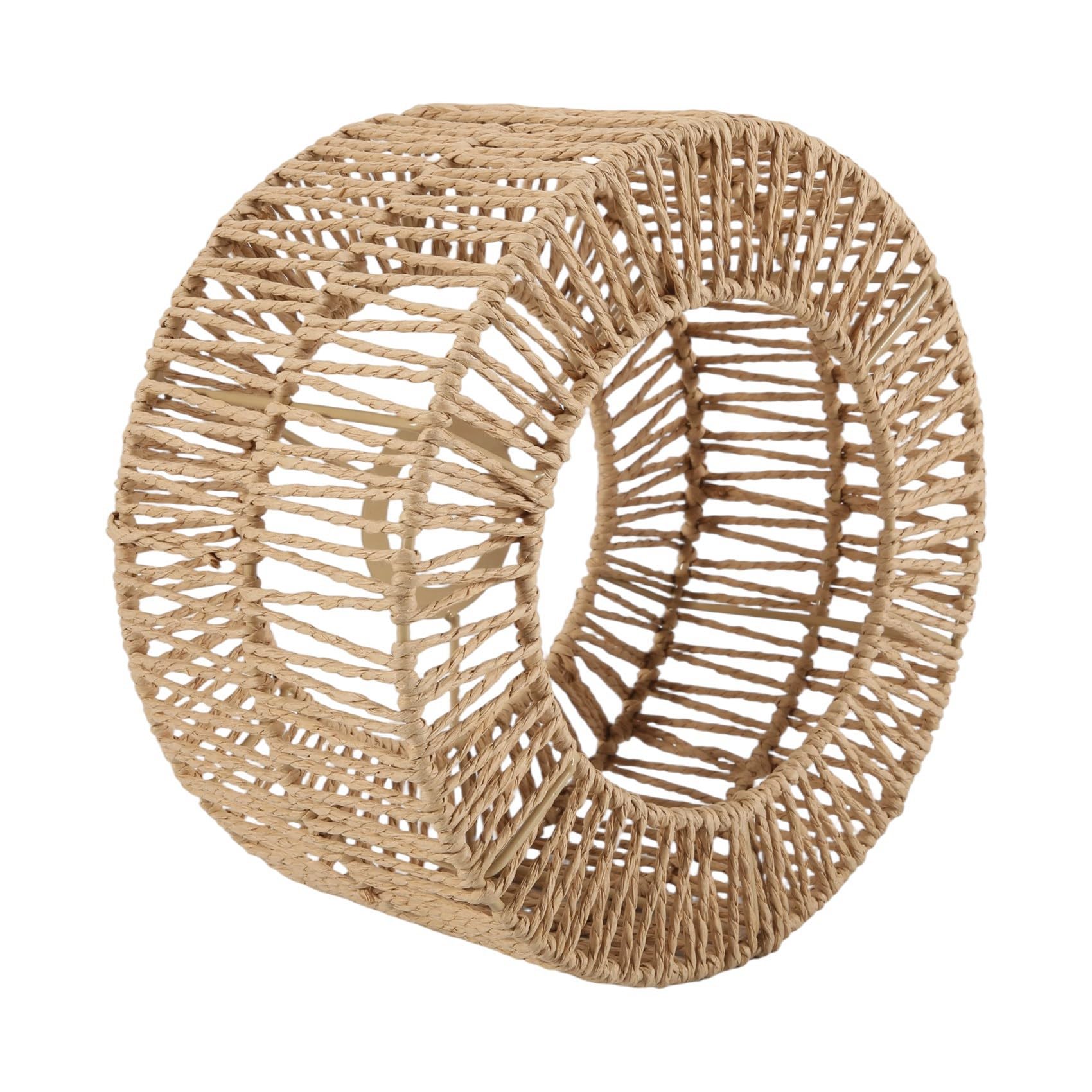 Vjsujehgy Paper Rope Lampshade Ceiling Light Shade Boho Chandelier Shade Bulb Guard for Restaurant Cafe Living Room