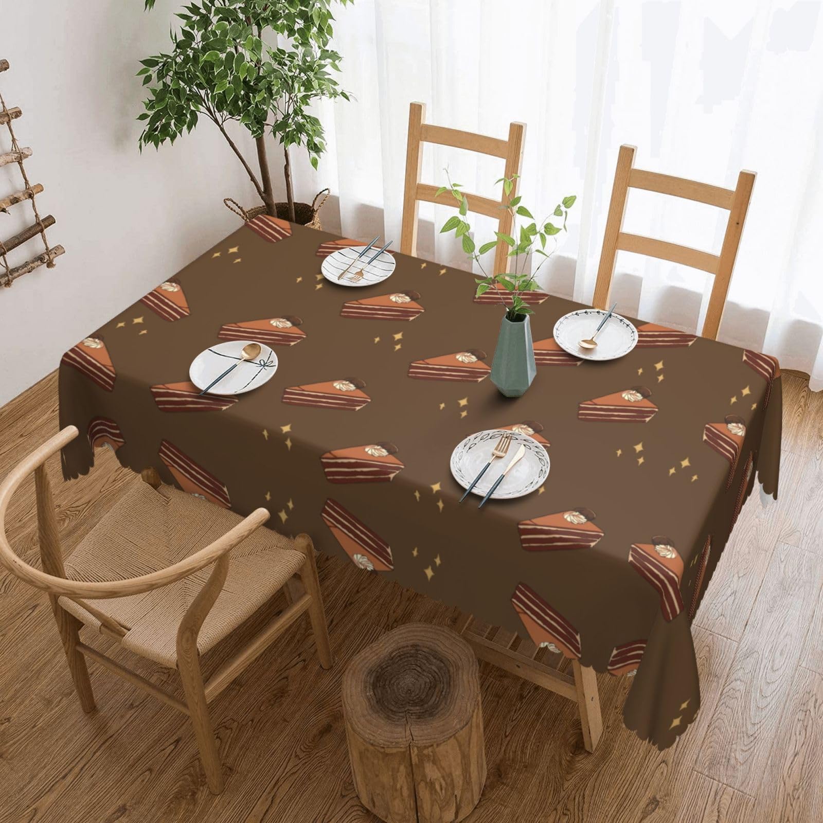 LPLSNWS Chocolate Squares Cake Patterned square lace tablecloth, oil-resistant, washable, suitable for home use as a dining table cover.