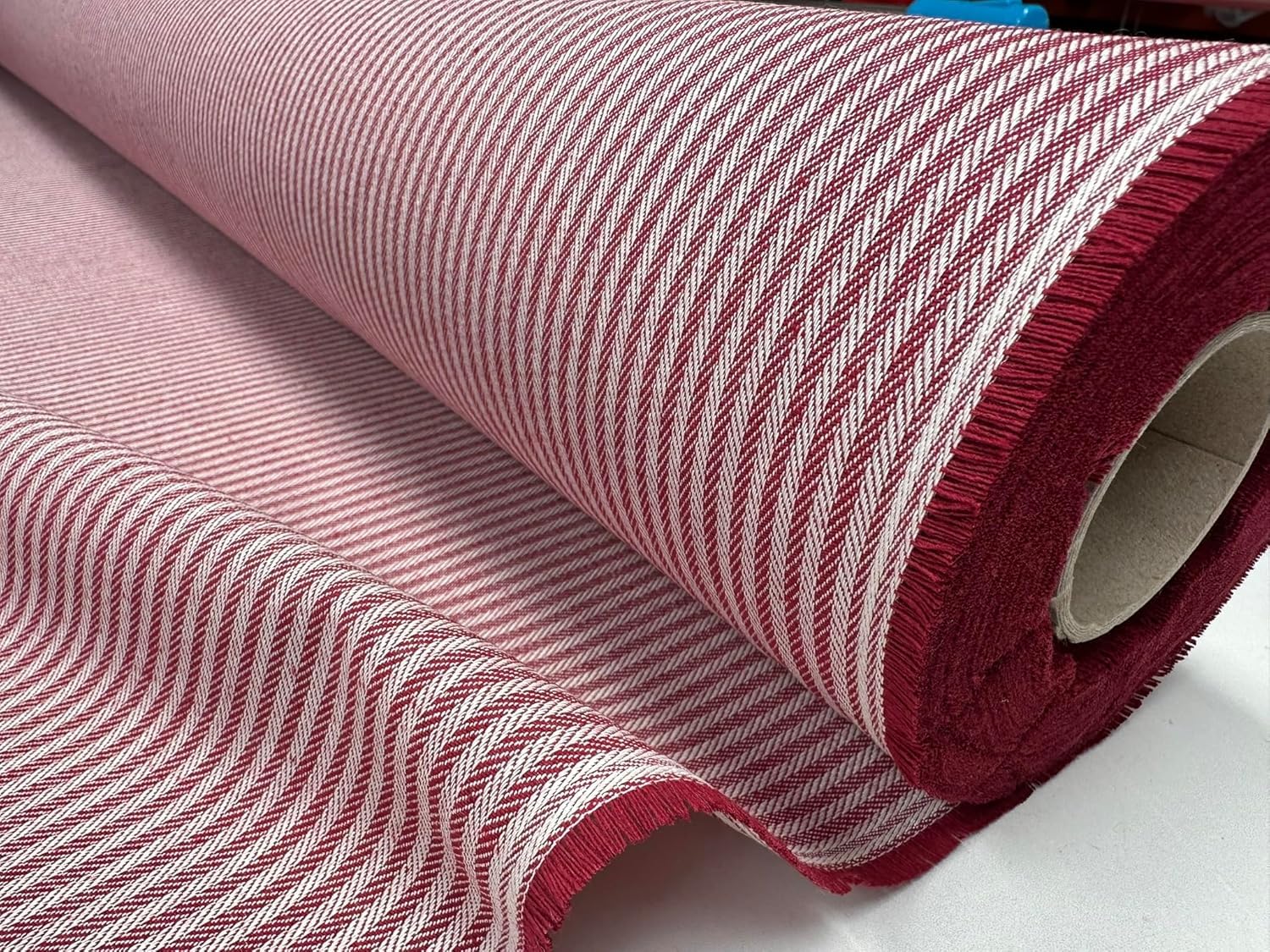 Herringbone Ticking Stripe Fabric Linen Look Cushion Material Striped Lines Home Decor Dressmaking - 140cm Wide (Burgundy Red, 2 Metres)