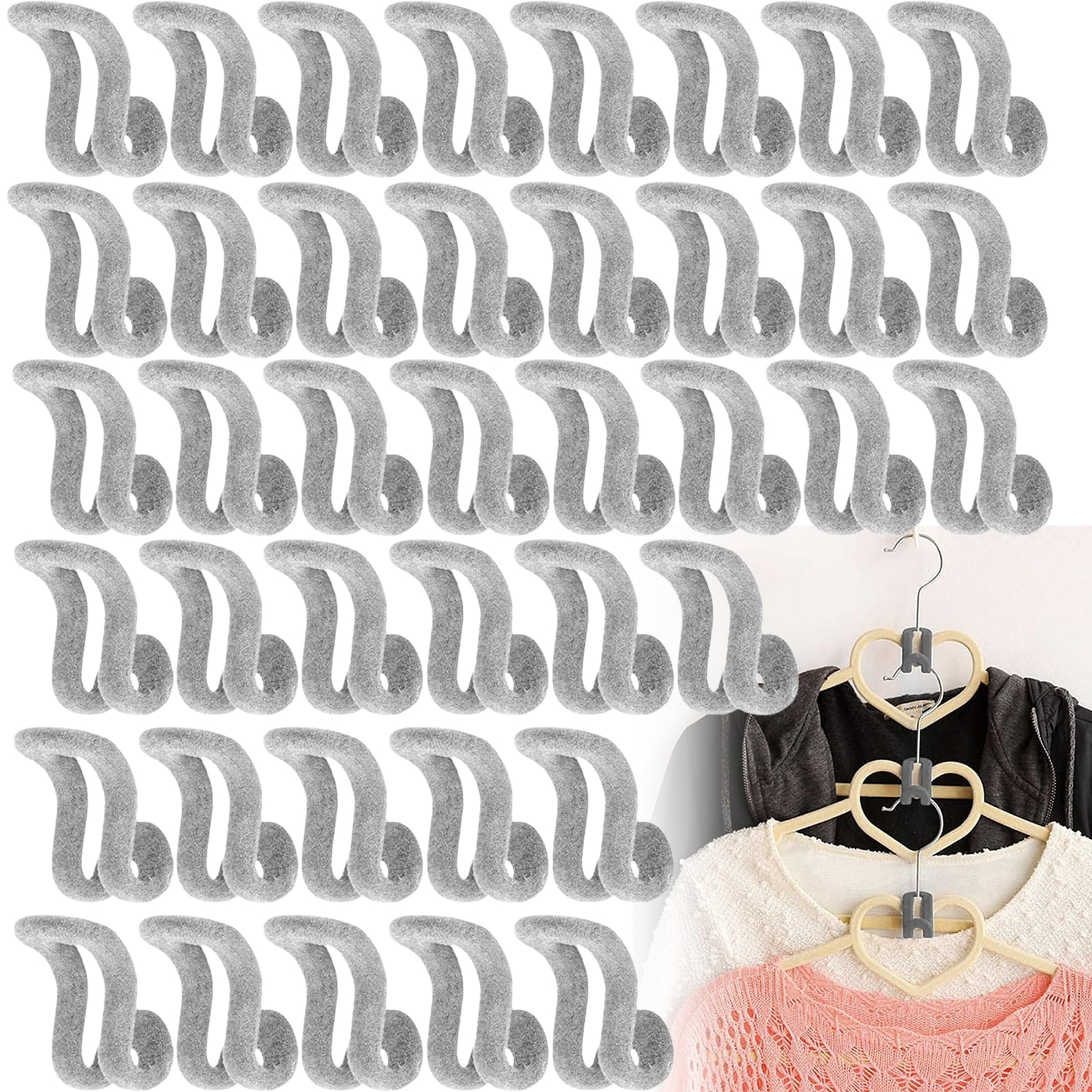 40 Ganci Appendiabiti Floccati - Connettori A Cascata Salvaspazio Per Guardaroba - Foto 9
