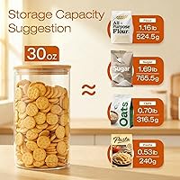 Vista 4 de Tarros de vidrio con tapas de bambú de 28 onzas líquidas [Juego de 8], recipientes de vidrio con tapas herméticas, recipientes de vidrio