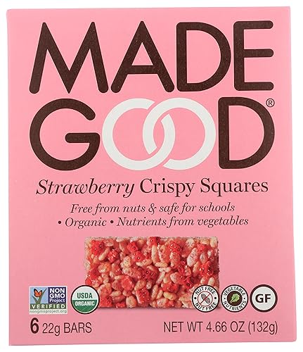 MADEGOOD - Cuadrados crujientes de fresa orgánica, 4.68 onzas
