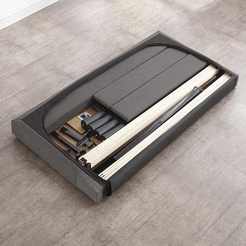 Miniatura 39 de Classic Brands Mornington - Base de cama y cabecera tapizadas Gris oscuro,Lino,Gris claro,Gris