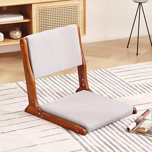 Tiita Foldable Tatami Chair, Japanese loor Chair, Wood Legless Back