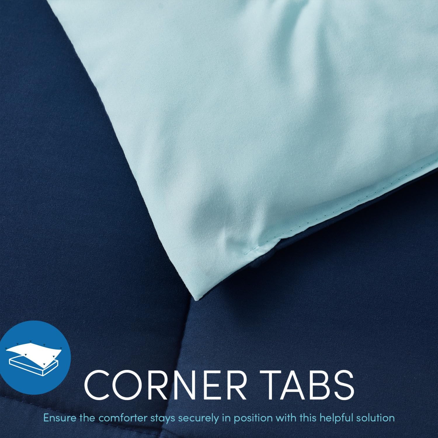 Hearth & Harbor Down Alternative Comforter - All Season Soft Quilted Full Bed Comforter Duvet Insert with Corner Tabs - Full Size 3 Piece Set with Pillow Shams Reversible Navy/Blue