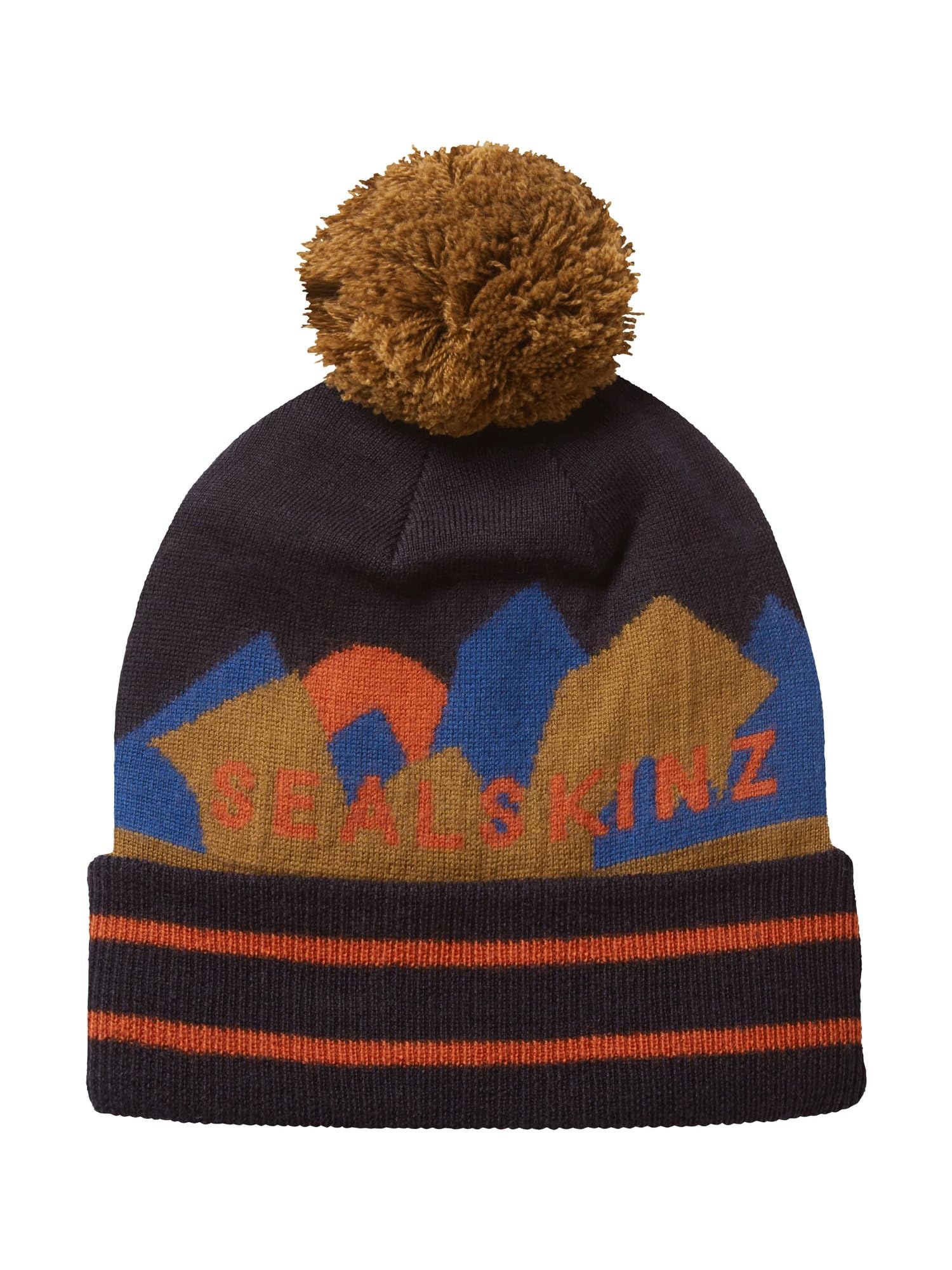 SEALSKINZ - Waterproof Fersfield | Cold Weather Merino Wool Mountain Roll Cuff Bobble Hat, Cappello Invernale Unisex - Adulto