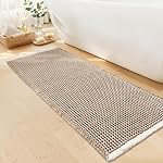 Waffle Bath Mat - Boho Bathroom Rugs Non Slip Washable, Super Absorbent & Quick Dry, Small Bath Mats Farmhouse Bathroom Decor, 18'' x 30'', Khaki and White