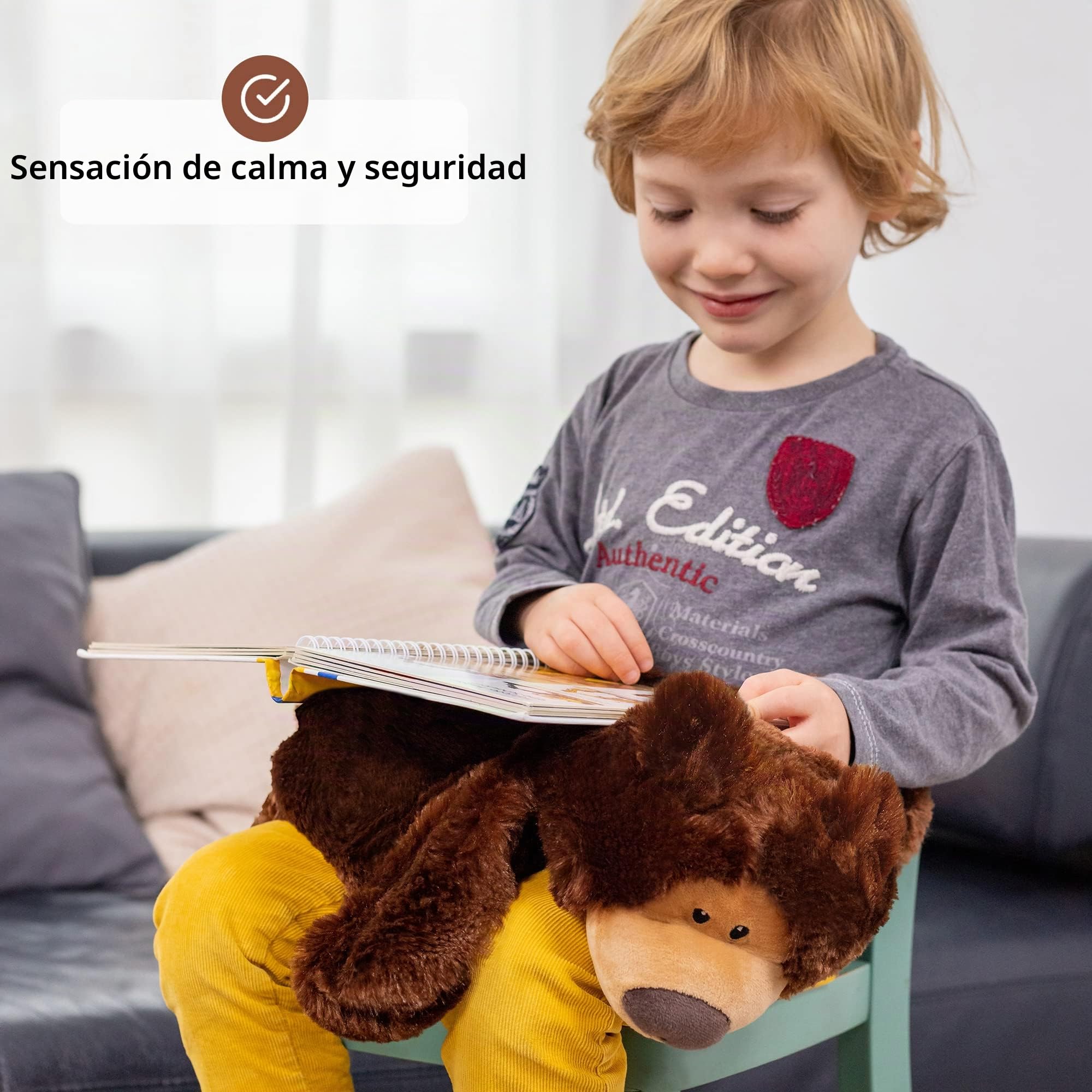 Cojín De Regazo Con Lastre Para Niños | Calmante Y Reconfortante | Animal De Regazo | Peluche Sensorial | Manta De Regazo Para Trastorno Sensorial | Ayuda En Autismo, Tdah, Ansiedad Estrés | 2.3 Kg