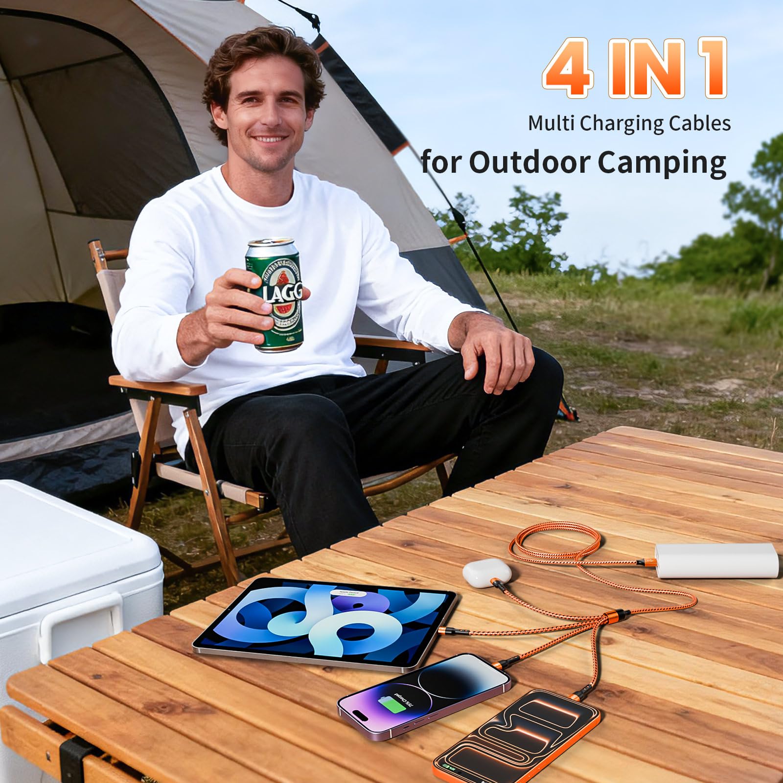 Travel Essentials, cavo di ricarica multi 4 in 1, 3 caricabatterie USB C per iPhone 17, cavo di ricarica multi con 3 tipi C/Lightning, compatibile per iPhone da 17 a 11, Android, Galaxy, iPad