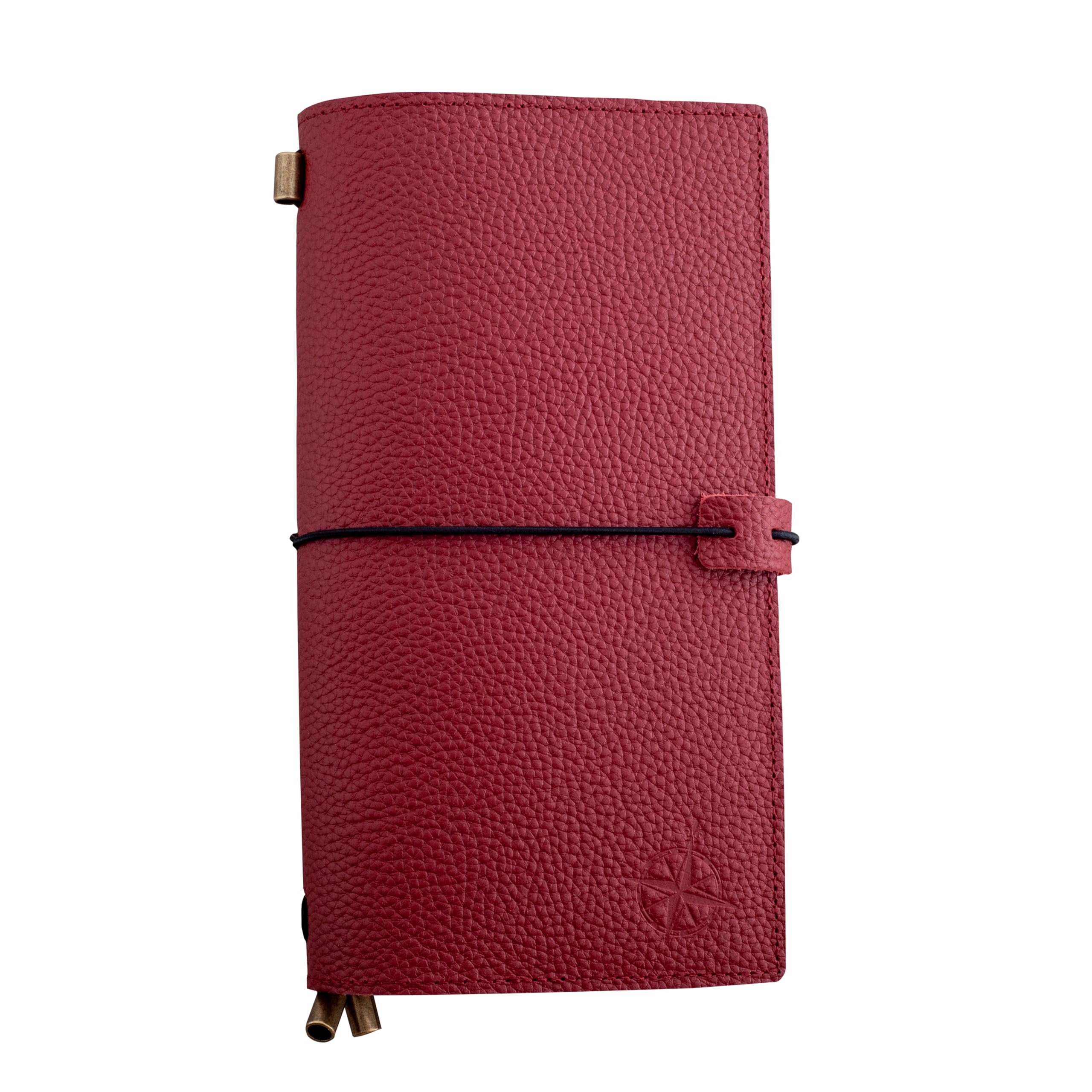WANDERINGS Carnet en Cuir Rouge avec Poches 11,5 x 22cm - Journal de Voyage Rechargeable Organiseur en Cuir Véritable Fait Main avec Poches pour Écriture et Organisation - Recharges Vierges