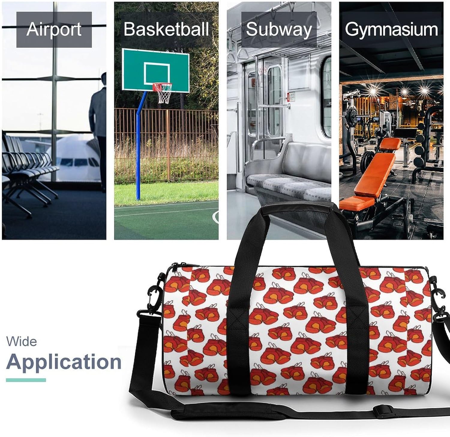Boxing Fighting Gym Sport Bag Travel Duffle Backpack Weekender Overnight with Shoes Compartment for Women Men