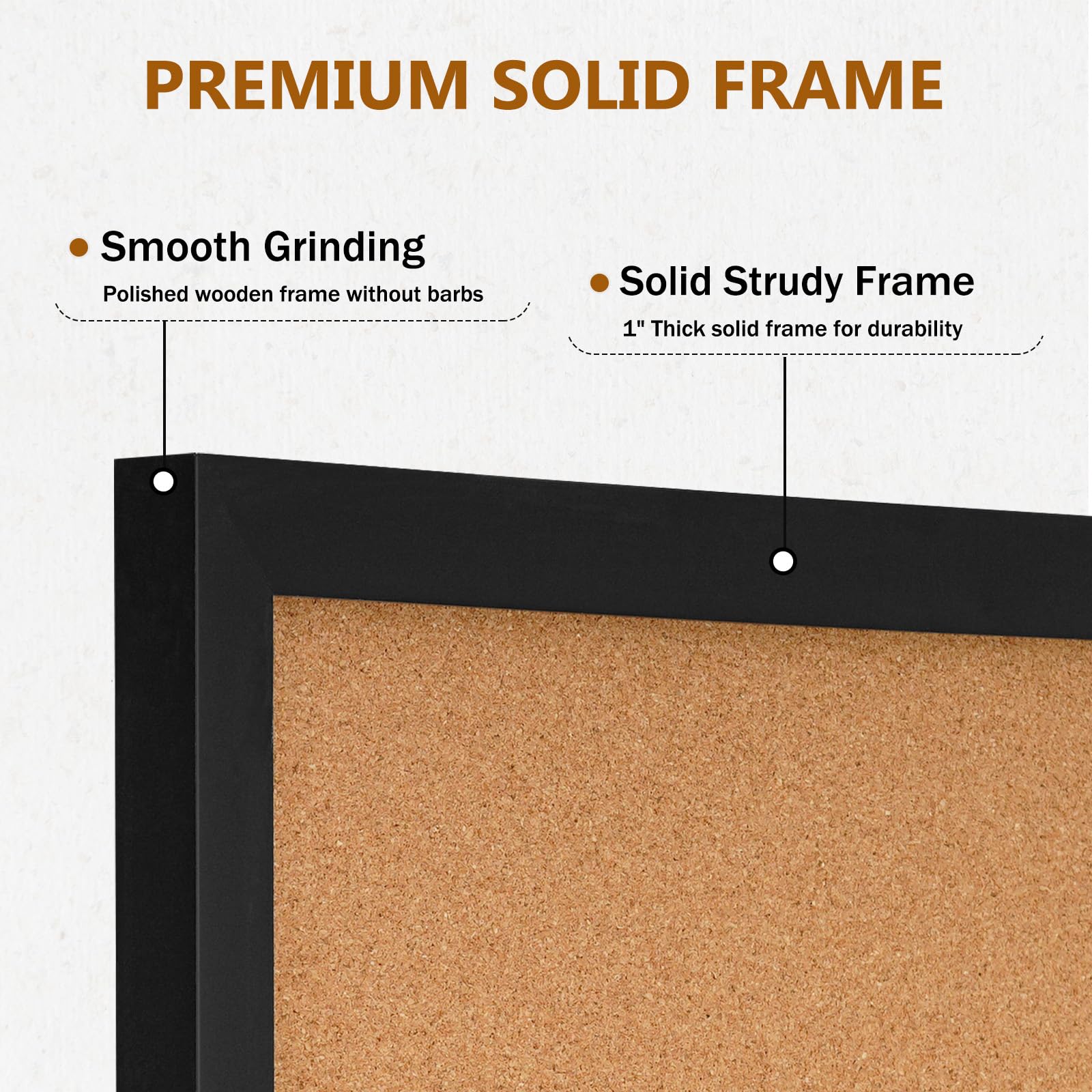 Dollar Boss Korktafel für die Wand, 91,4 x 61 cm, Pinnwand für die Wand mit schwarzem Holzrahmen, Bildanzeige, Pinnwand, breite Sichttafel für Büro, Zuhause, Schule, Zimmer, dekoratives Aufhängen, 10