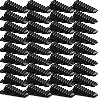 36 Pcs Door Stoppers for Bottom of Door Rubber Door Stop Wedge Sturdy Doorstops Bulk for Heavy Duty Door Bottom Carpet Tile Concrete Wooden Floor (Black)