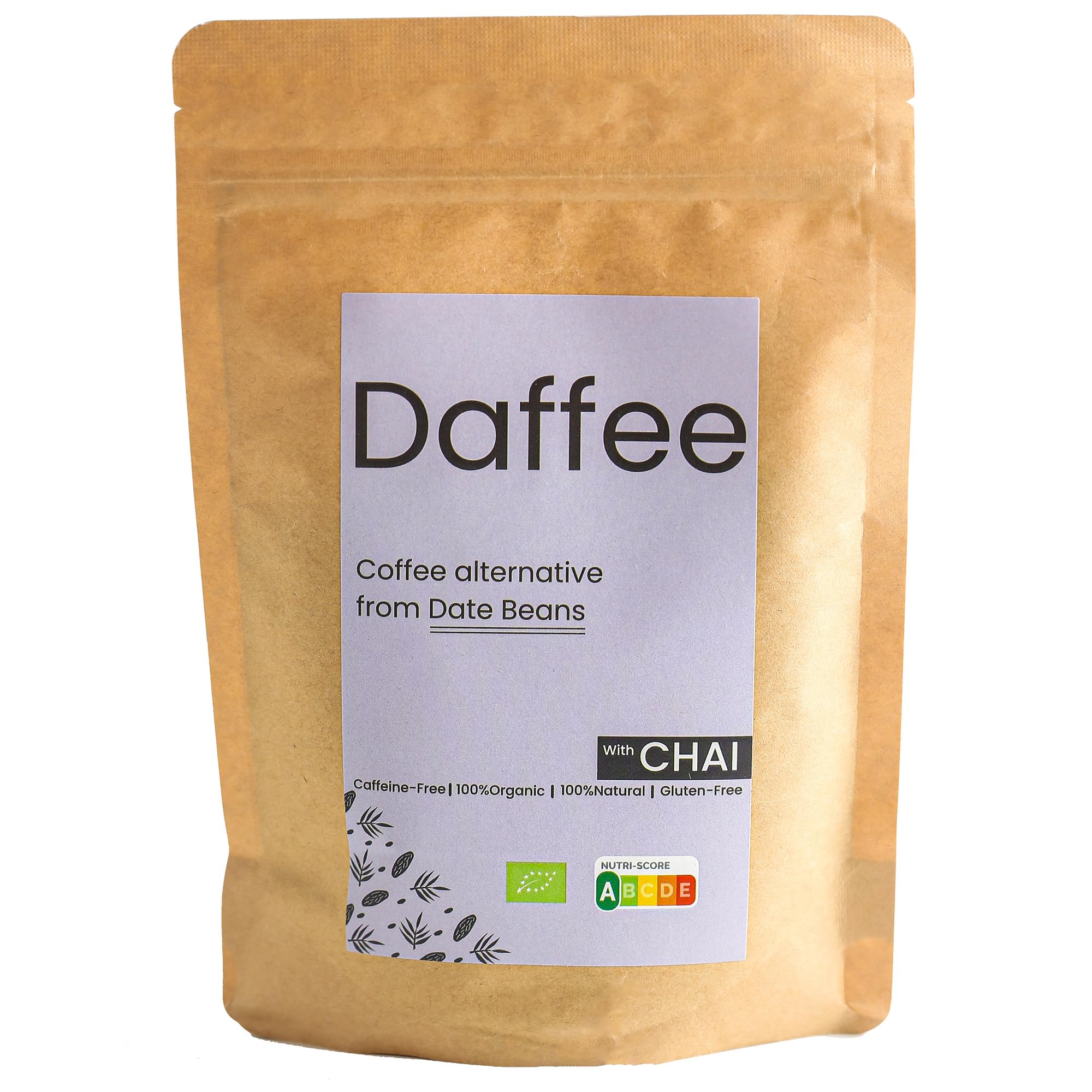 DaffeeCoffee Alternative made from Ground Organic Date Beans | Natural Masala Chai Mix | Natural Caffeine Free Coffee Replacement – Decaf Coffee Substitute - No CAF | Nutri Score A (250g)