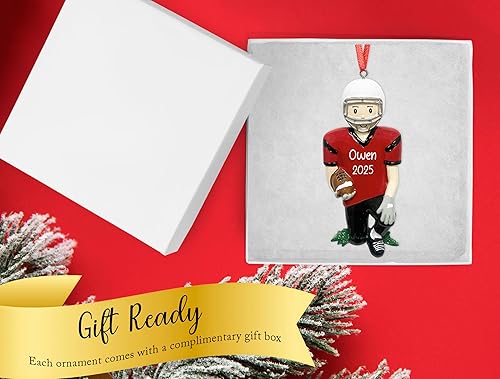 Miniatura 4 de Adorno de Navidad personalizado de fútbol 2023  Jugador masculino con balón de fútbol y bola colgante para árbol de Navidad  Regalo único de