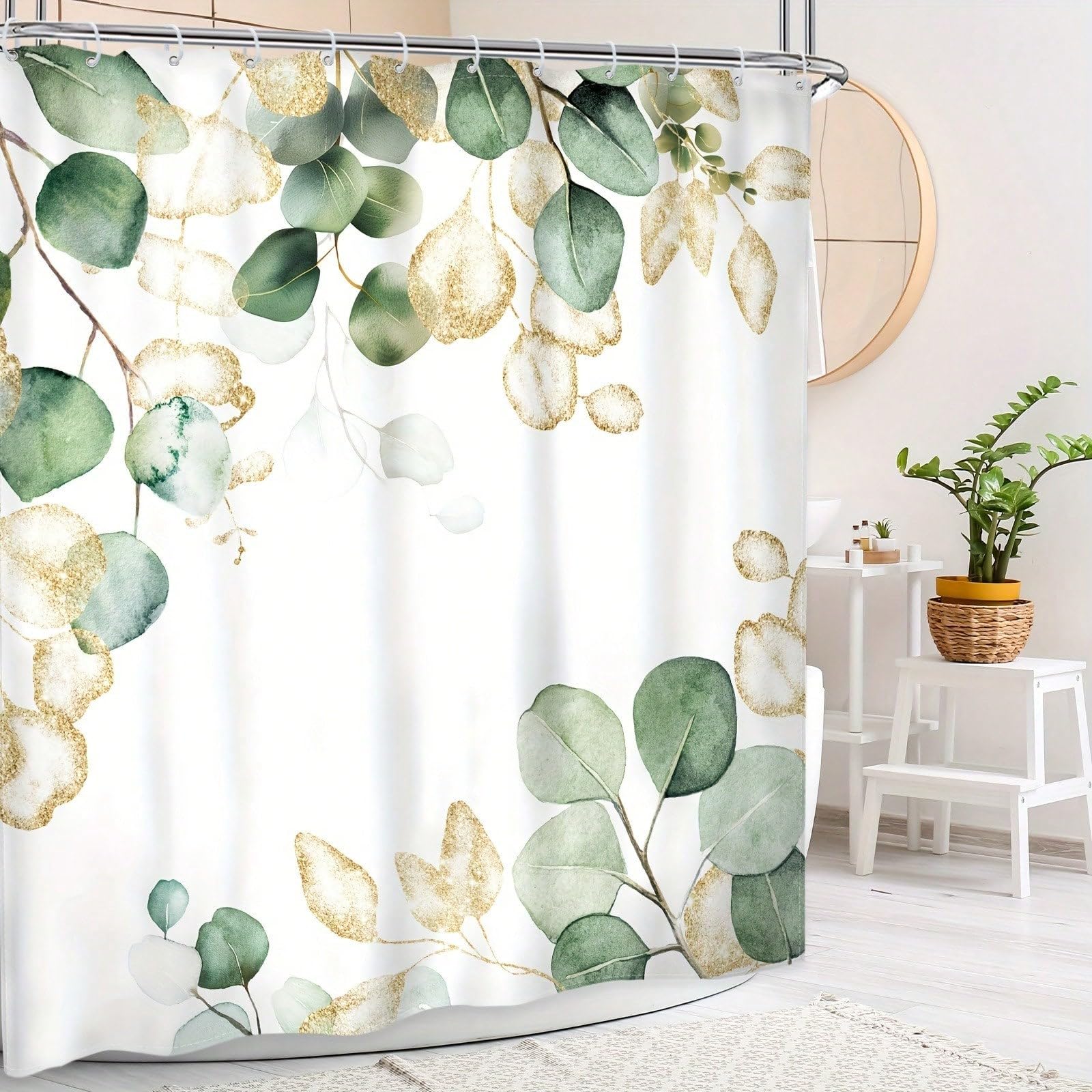 Rideau de douche eucalyptus au design minimaliste et finitions soignées