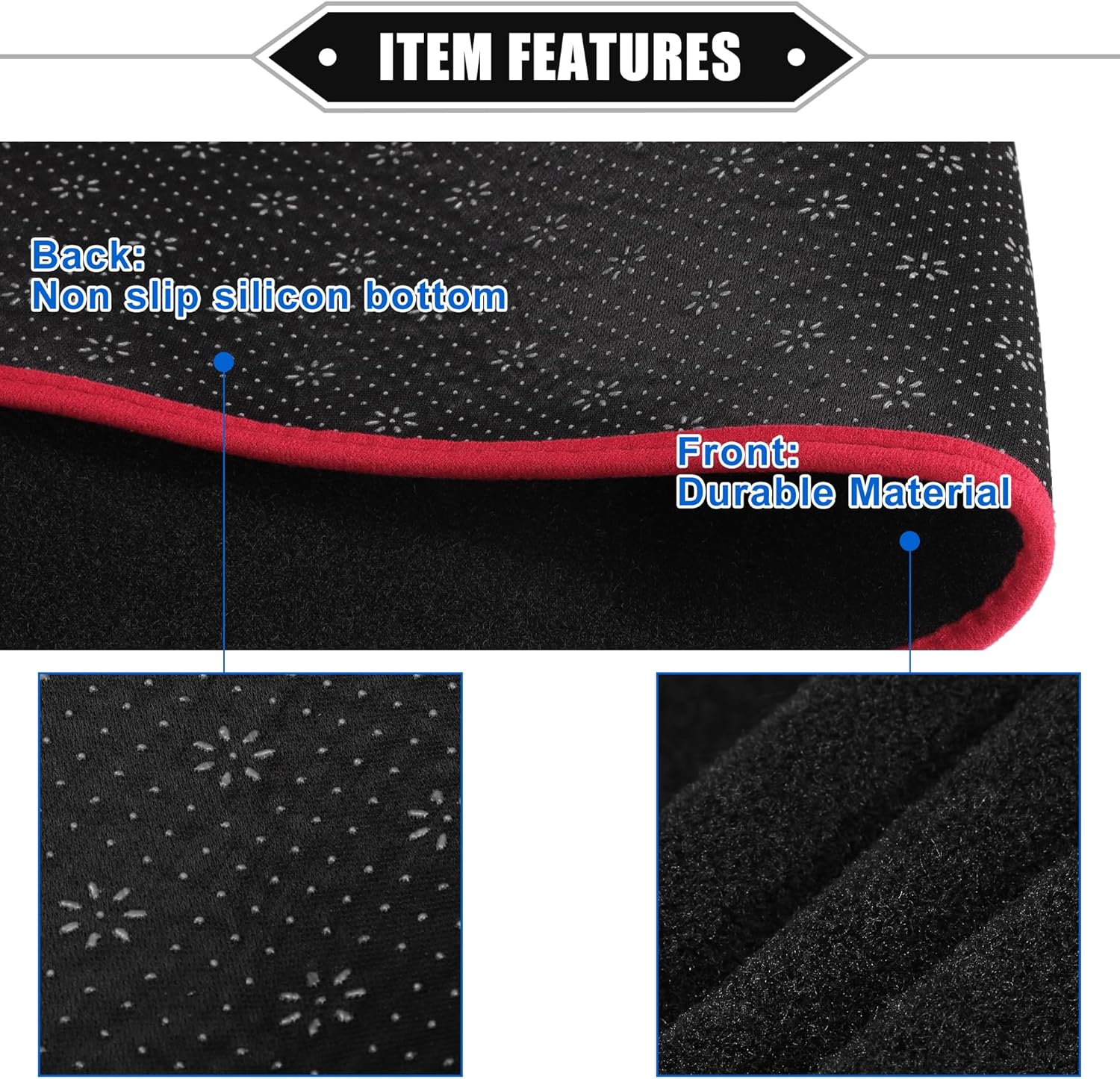 Dashboard Cover Compatible for Mitsubishi Outlander 2023, Non-Slip Polyester Black Red Dash Cover Mat Dash Board Protector Cover