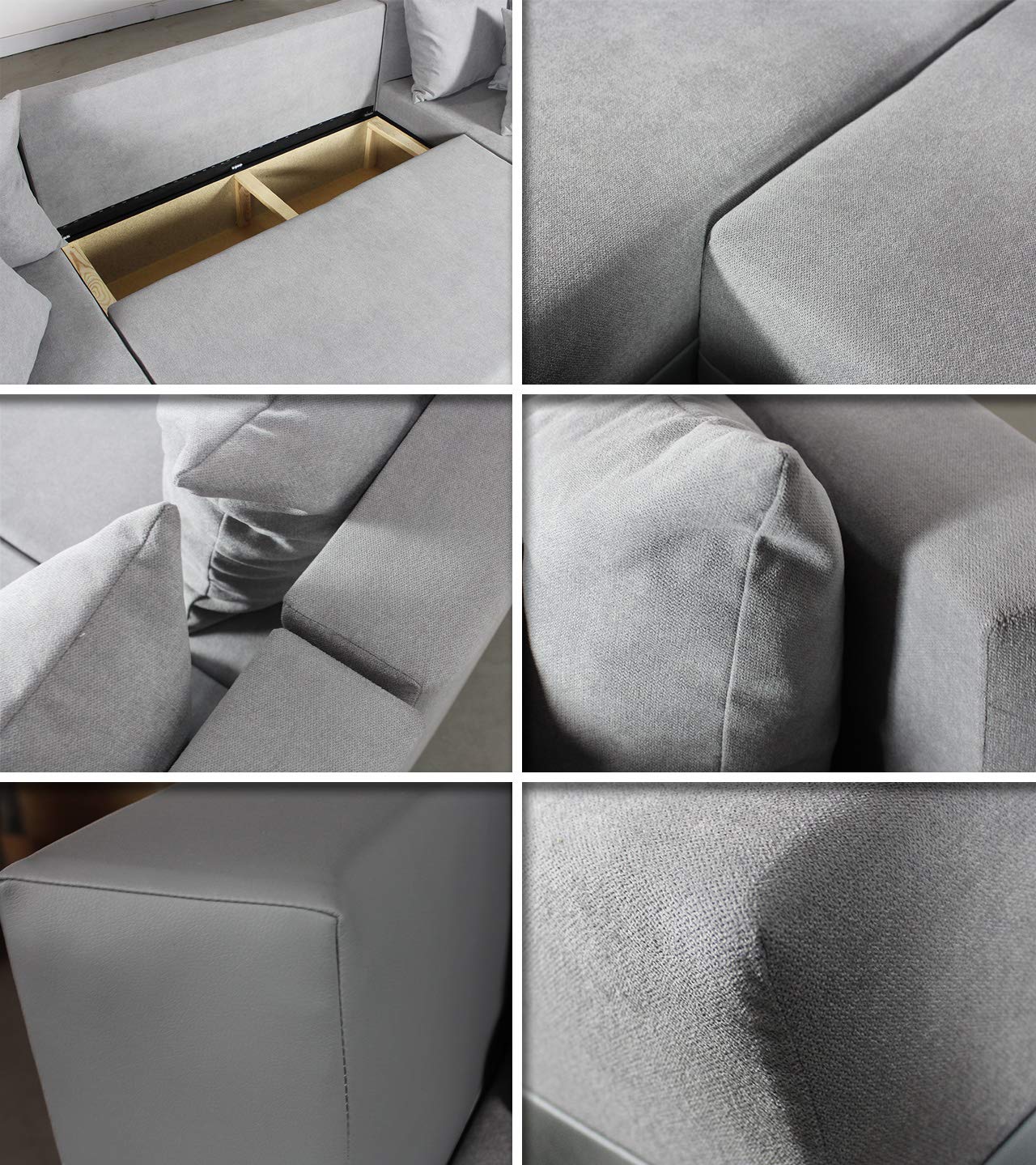 Sofnet Wohnlandschaft mit Schlaffunktion Beno - U-Form Couch, Ecksofa, Couchgranitur mit Bettfunktion, Polsterecke, Big Sofa, Polstergarnitur (Schwarz + Dunkelgrau (Cayenne 1114 + Enjoy 23))