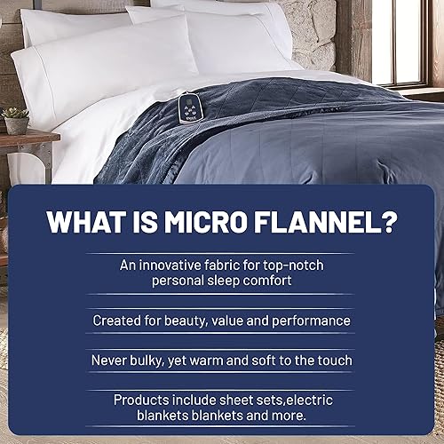 Miniatura 8 de Thermee Micro Flannel - Manta eléctrica tamaño King, color azul cadete, 108x90