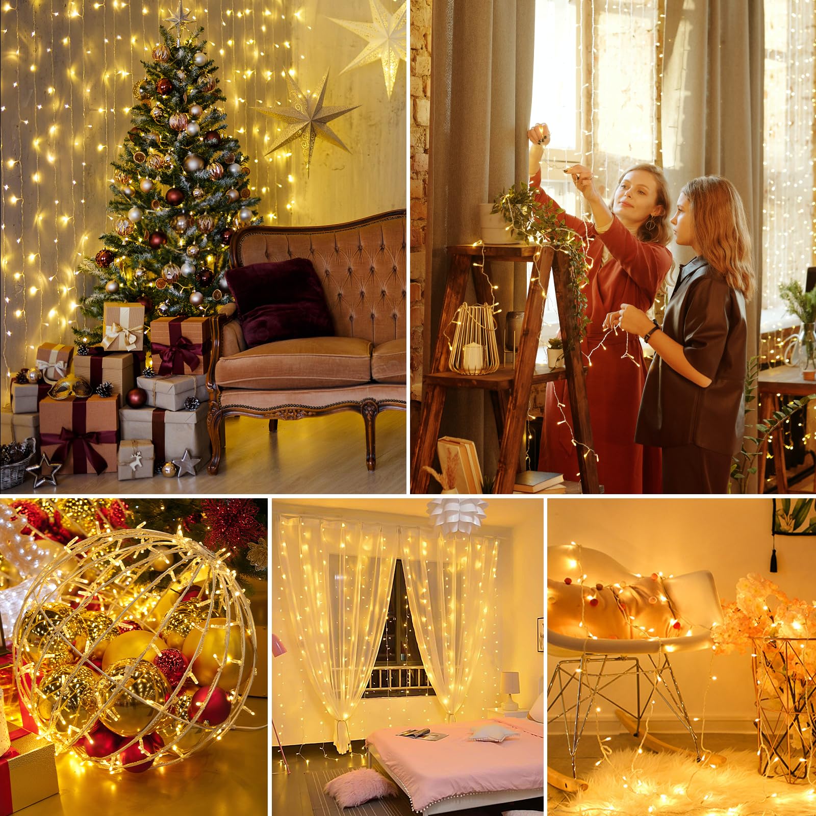 2000LEDs Luci Natale Esterno,GlobaLink Catena Luminosa 50M Luci Albero Natale IP44 Impermeabile,8 Modalità Luce,Funzione Memoria Calda Decorazione Natalizia per Casa Interno Giardino Matrimonio Feste