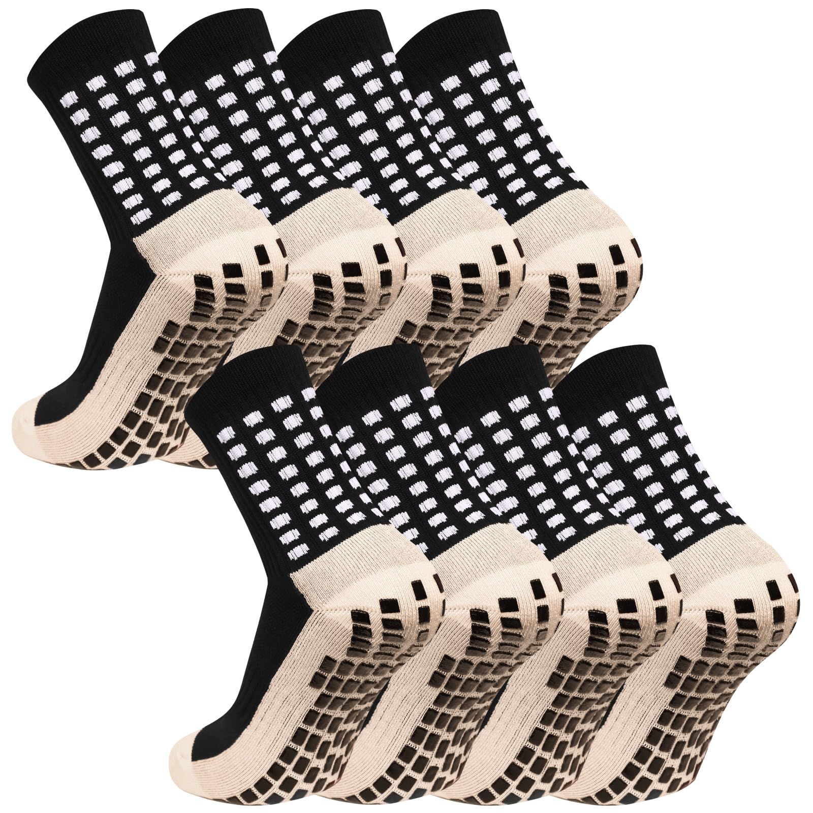 Men's Grip Soccer Socks Anti Slip Athletic Socks Non Slip Football Basketball Socks with Grip Pads2/4/6