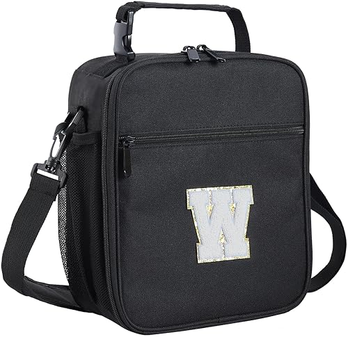 Miniatura 74 de ELEFOCUS Lonchera aislada con inicial para mujeres y hombres, bolsa de almuerzo personalizada con monograma con correa de hombro ajustable para