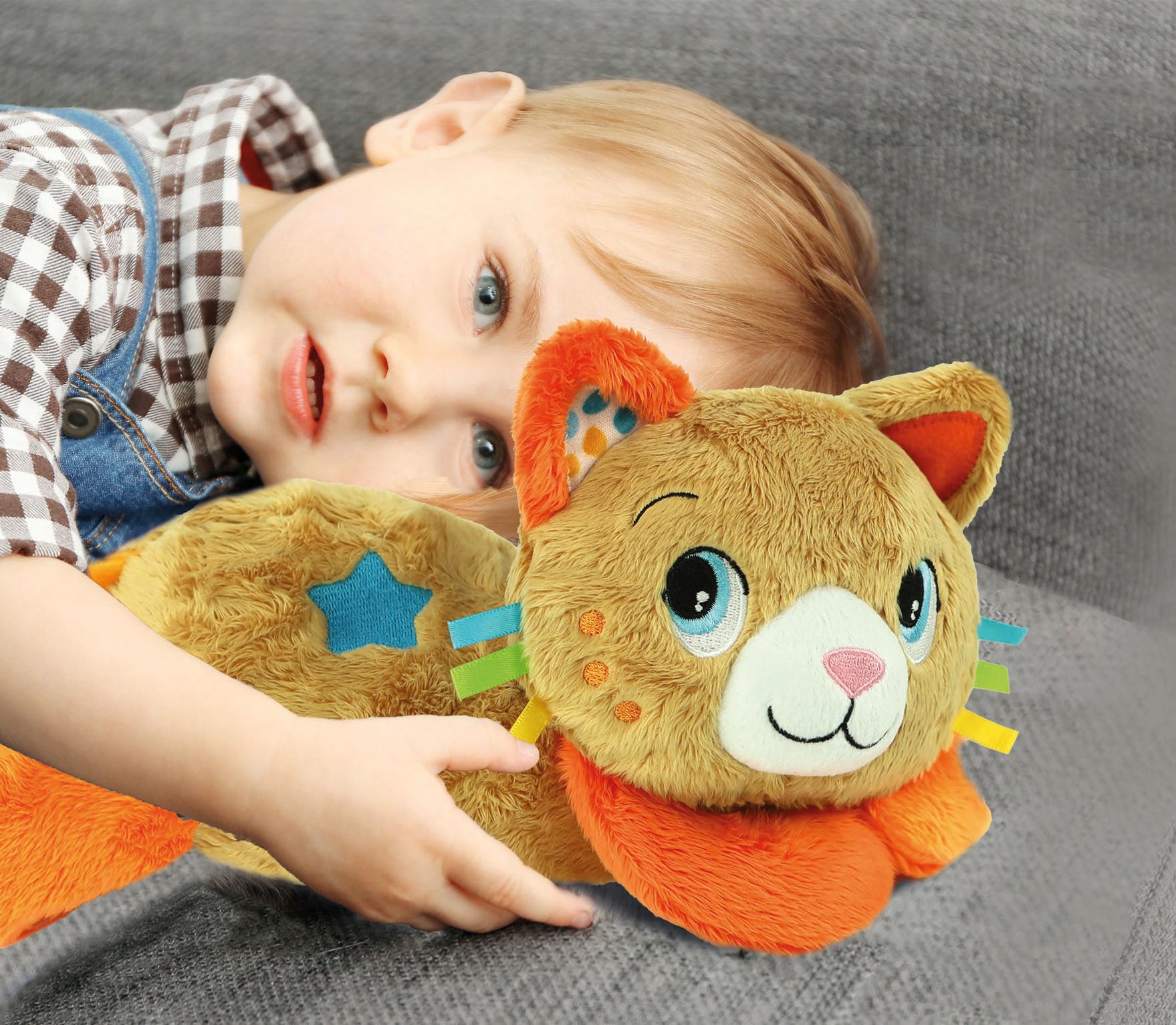 Clementoni - 17876 - Roby Ron Ron - Gatto Peluche Interattivo Che Simula Le Fusa, Melodie E Suoni Della Natura, Sviluppo Multisensoriale, Regalo Neonati, 100% Lavabile (In Italiano, Batterie Incluse)