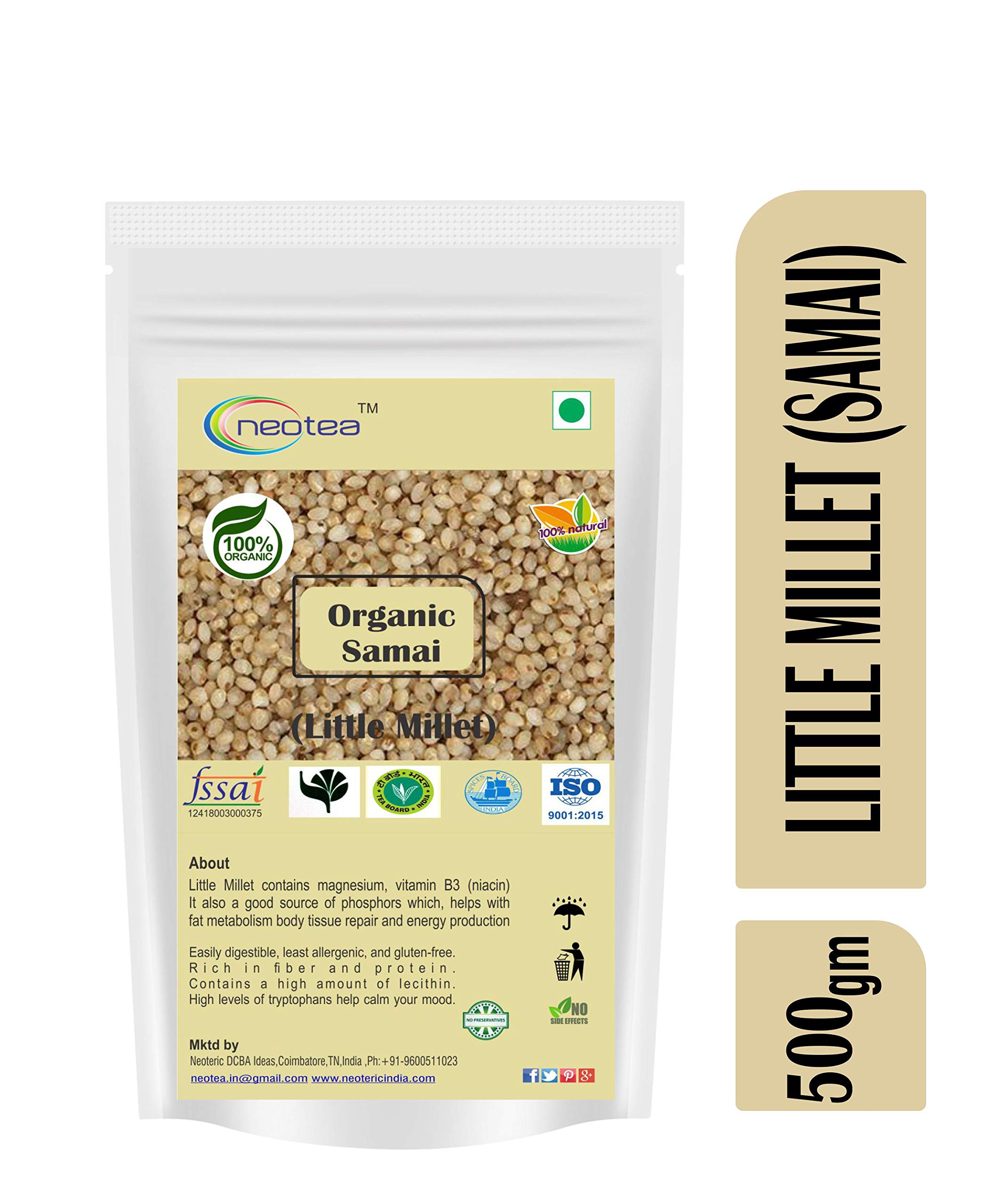 Neotea Organic Samai Rice | Little Millet Kutki | 100% Natural, Gluten-Free, High in Fiber & Protein | Perfect for Healthy Cooking, Weight Management & Nutritious Dishes | 500 GM