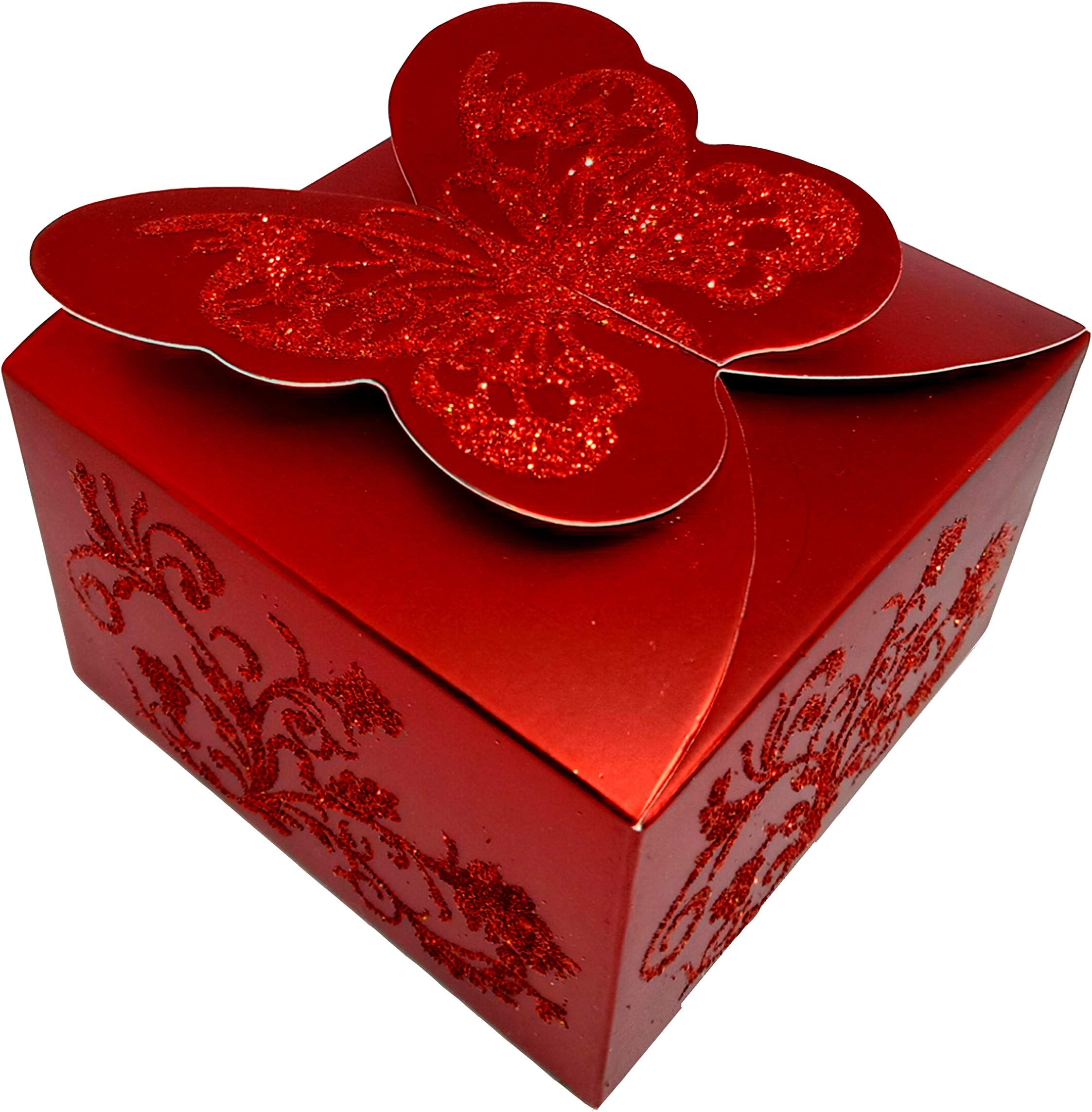 PARAS's Set of 10 Red Empty Paper Box, Chocolate Gifting, Storage Box, Small Gifting, Party Gift Box, Empty Folding Paper Box (Red, Pack of 10)