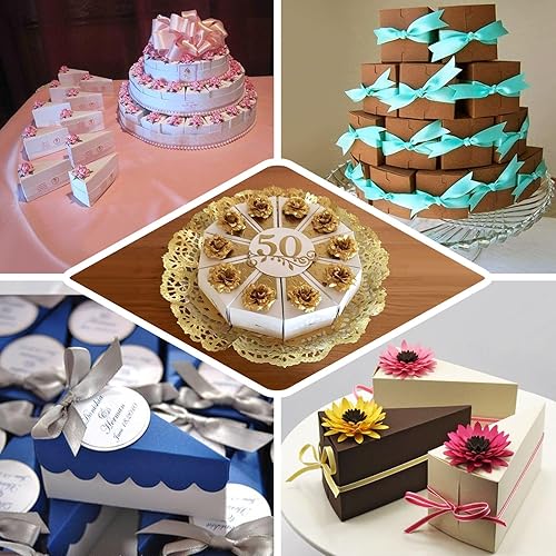 Miniatura 5 de Efavormart - Paquete de 10 cajas de postre de papel triangular de papel de aluminio blanco de 5 x 3 pulgadas, caja de una sola porción con parte