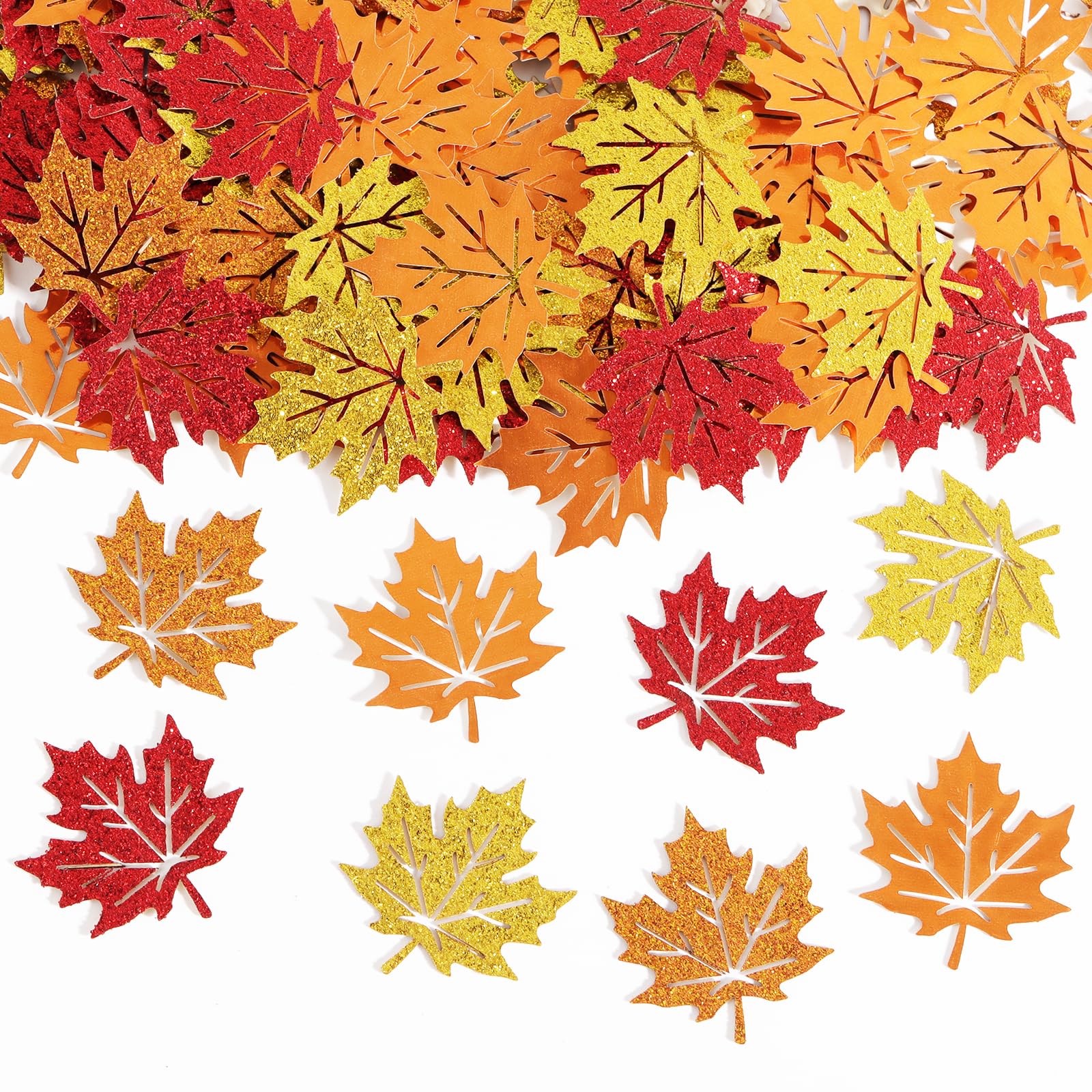 200 Pcs Autumn Leaf Confetti Sequins, Glitter Metallic Table Decorations