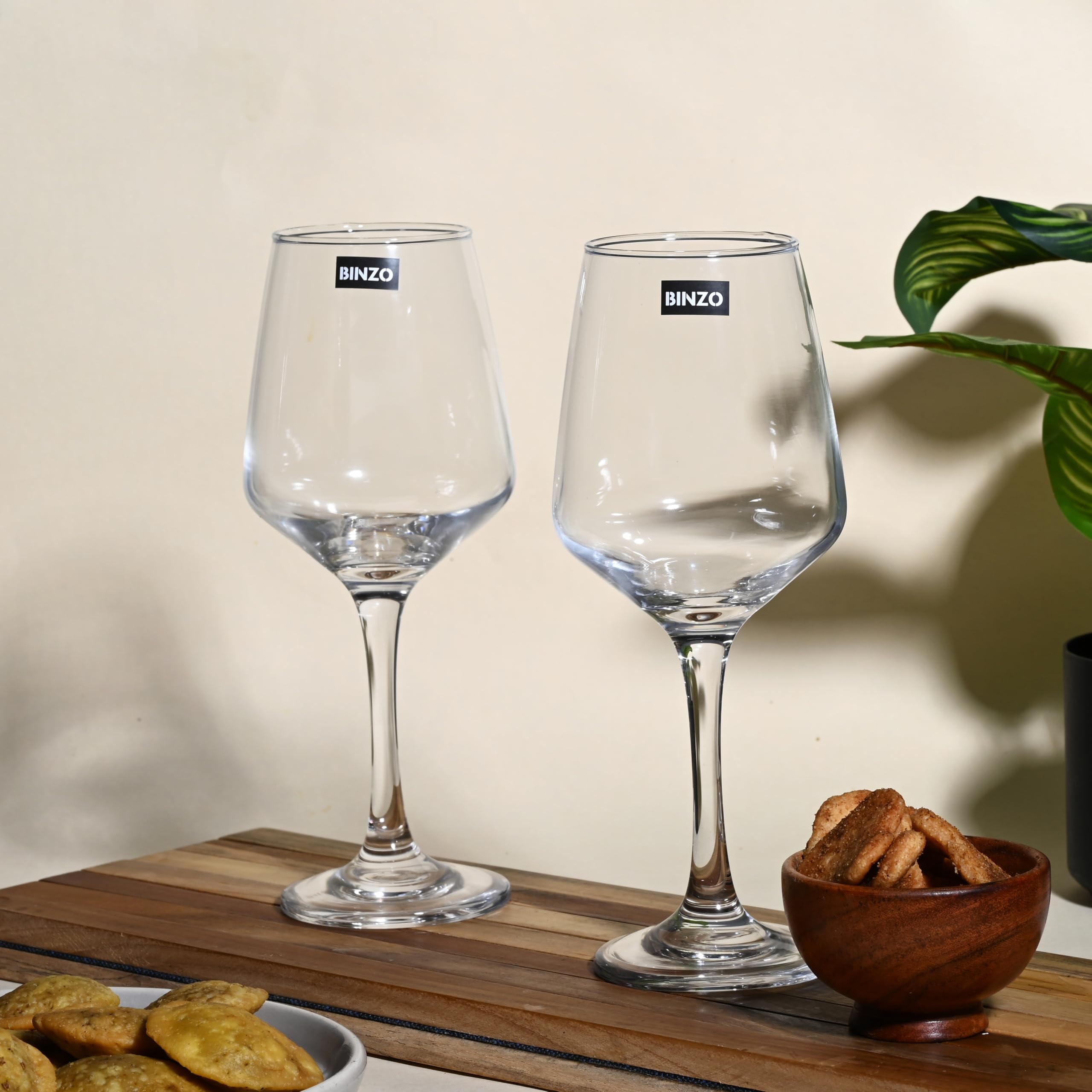 BINZO Glass Wine Glasses for Red Wines, White Wines, Set of 6, 430 ml, Dishwasher Safe, Perfect for Serving Wines, Pack of 6 4