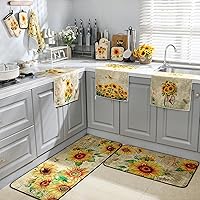 Vista 7 de 10 Pcs Sunflower Kitchen Dish Towels Rugs Oven Mitts and Pot Holders Set Farmhouse Kitchen Decor Set for Women Mom Daughter Gift Cooking Baking