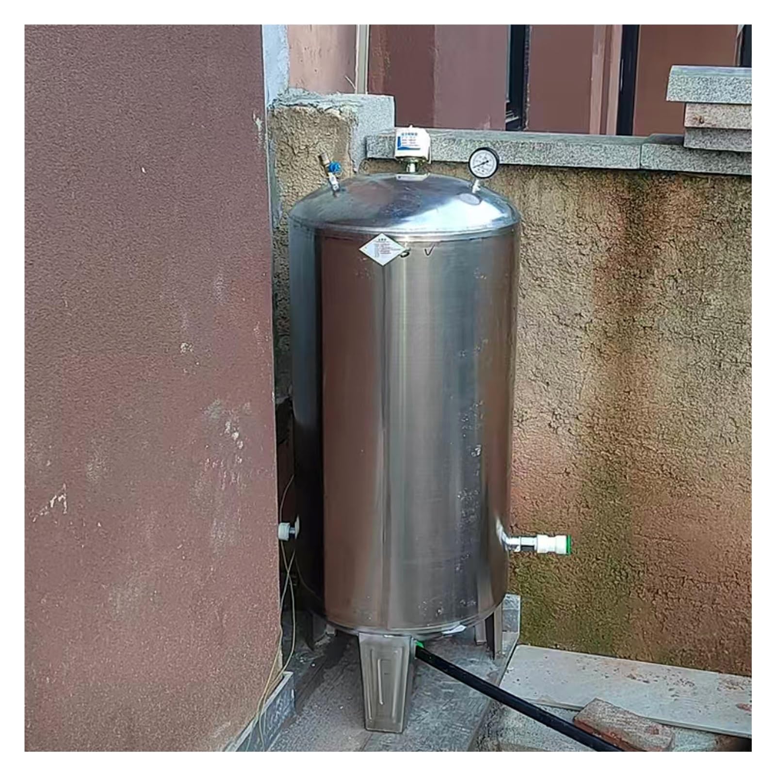 Depósito de almacenamiento de agua, tanque automático de presión de pozo de acero inoxidable con puerto de limpieza y kit de montaje