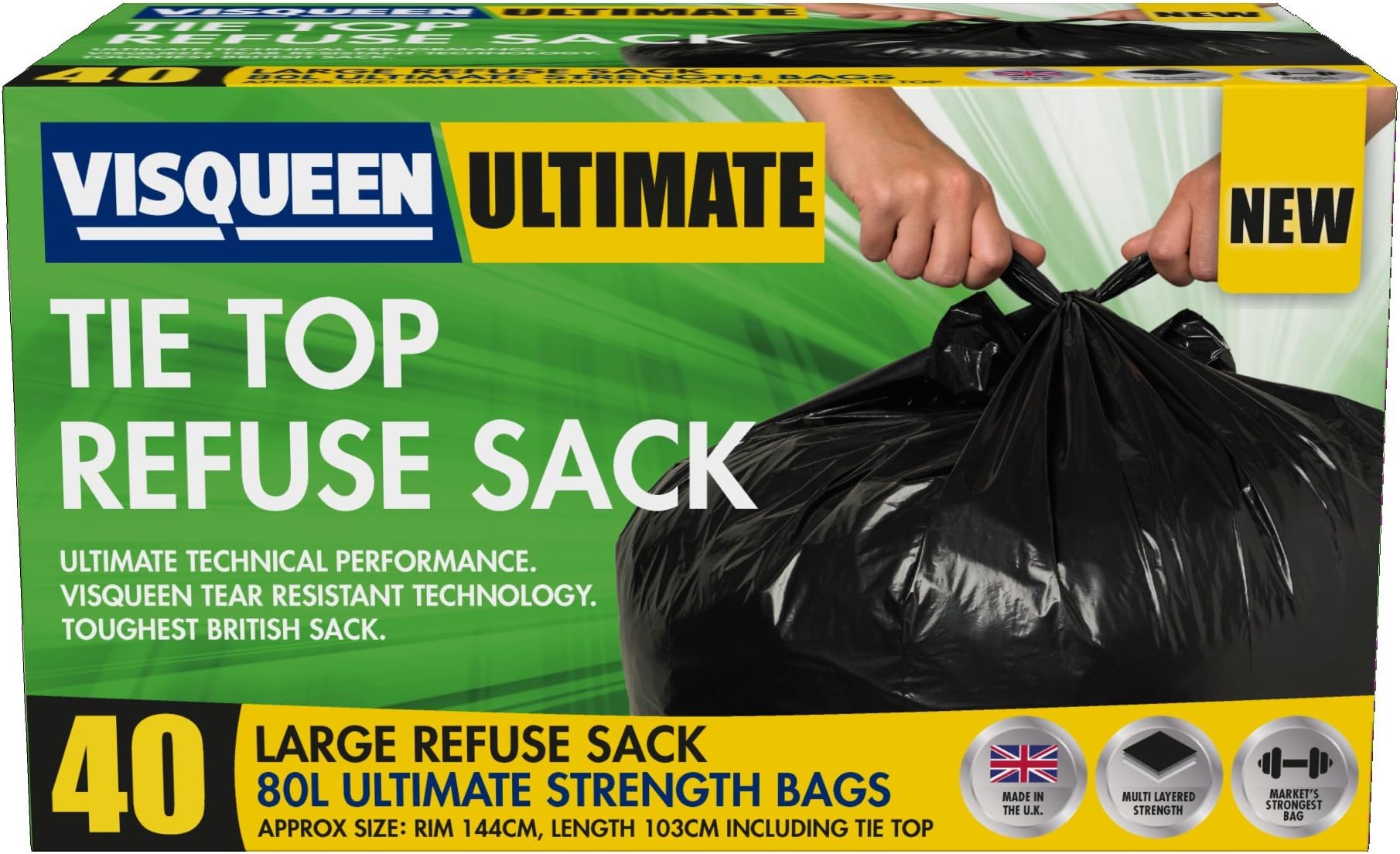 Visqueen Ultimate Tie Top Refuse Sack 80L 40 Pack